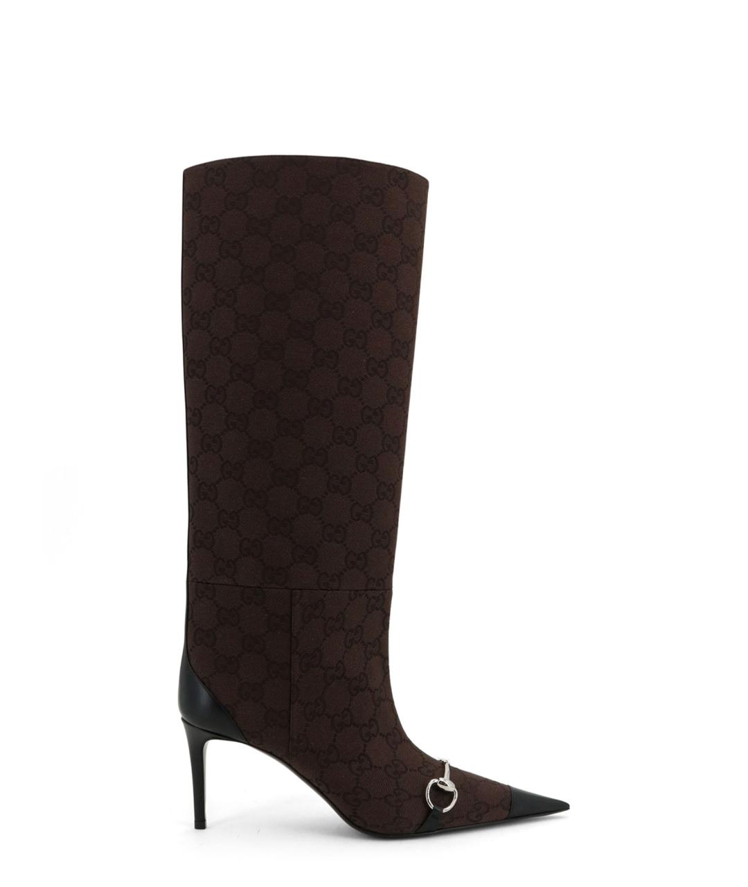 GUCCI Коричневые текстильные сапоги, фото 5