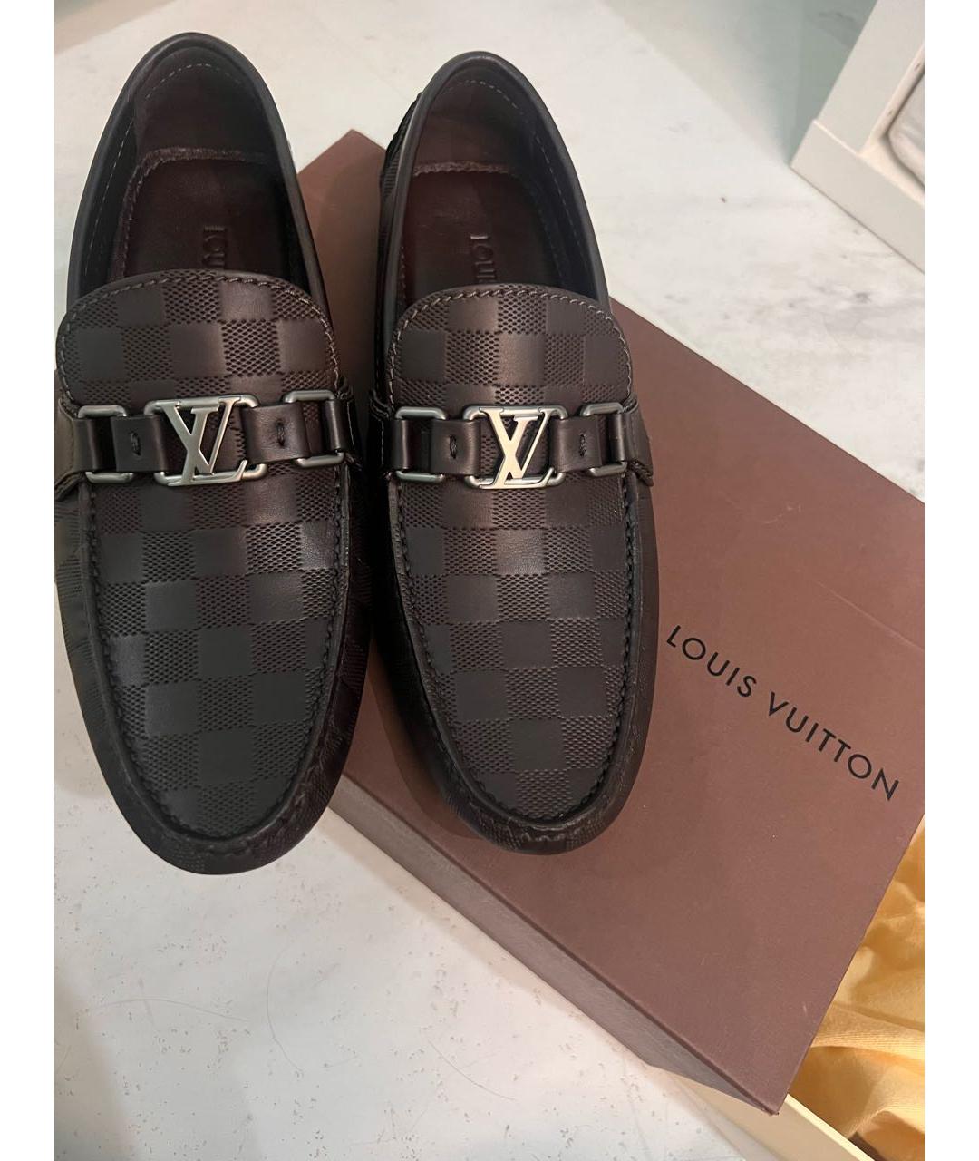 LOUIS VUITTON Коричневые кожаные лоферы, фото 5