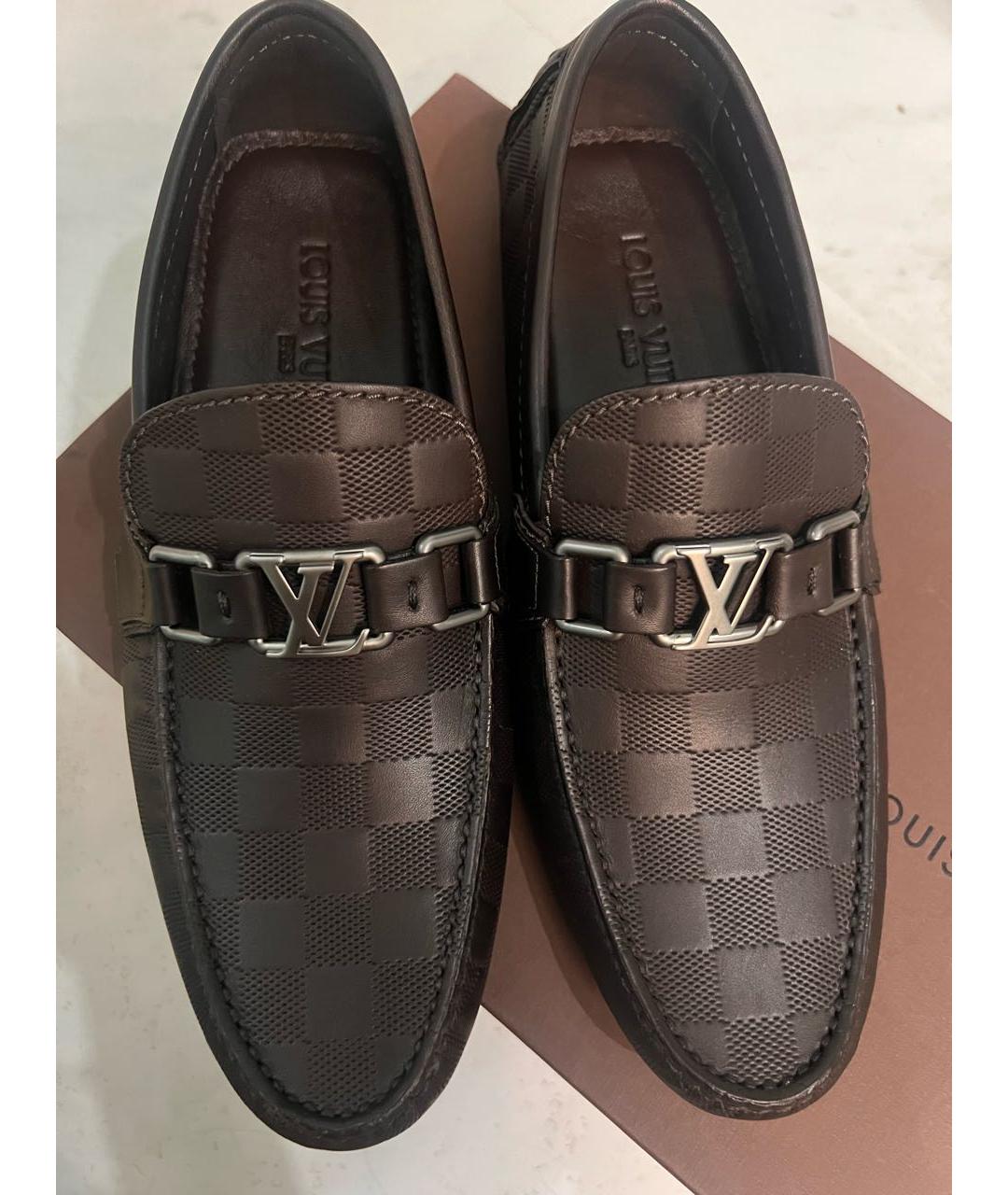 LOUIS VUITTON Коричневые кожаные лоферы, фото 6