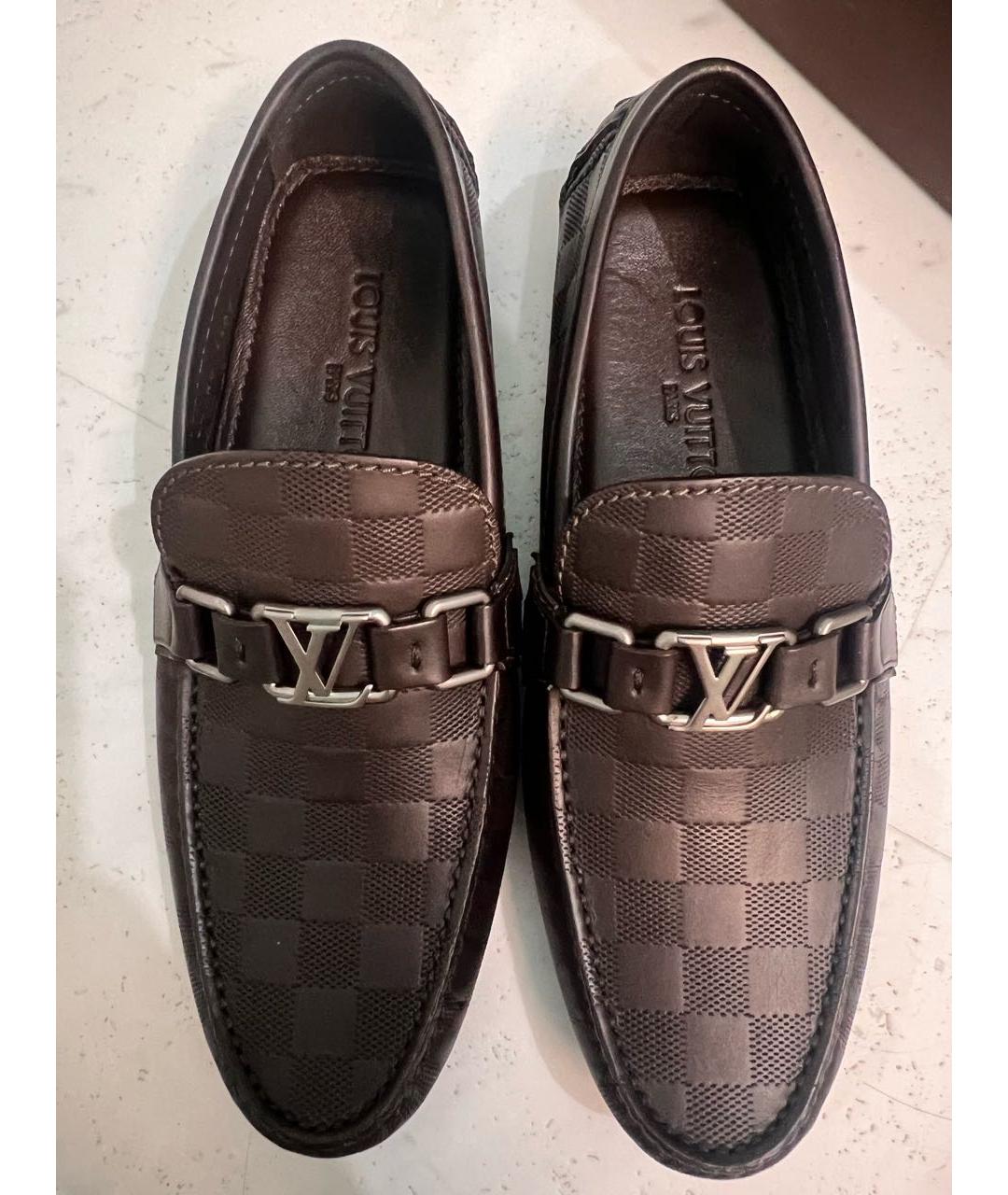 LOUIS VUITTON Коричневые кожаные лоферы, фото 7