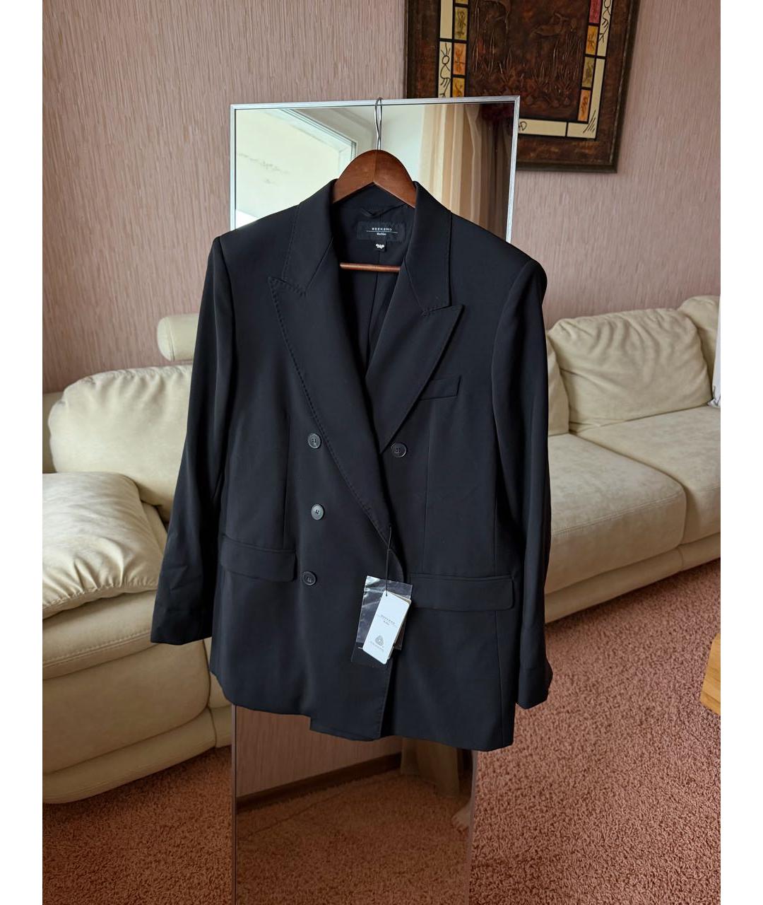 WEEKEND MAX MARA Черный шерстяной костюм с брюками, фото 5