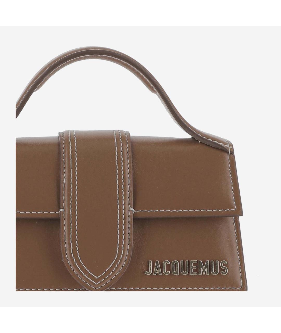 JACQUEMUS Коричневая кожаная сумка с короткими ручками, фото 5