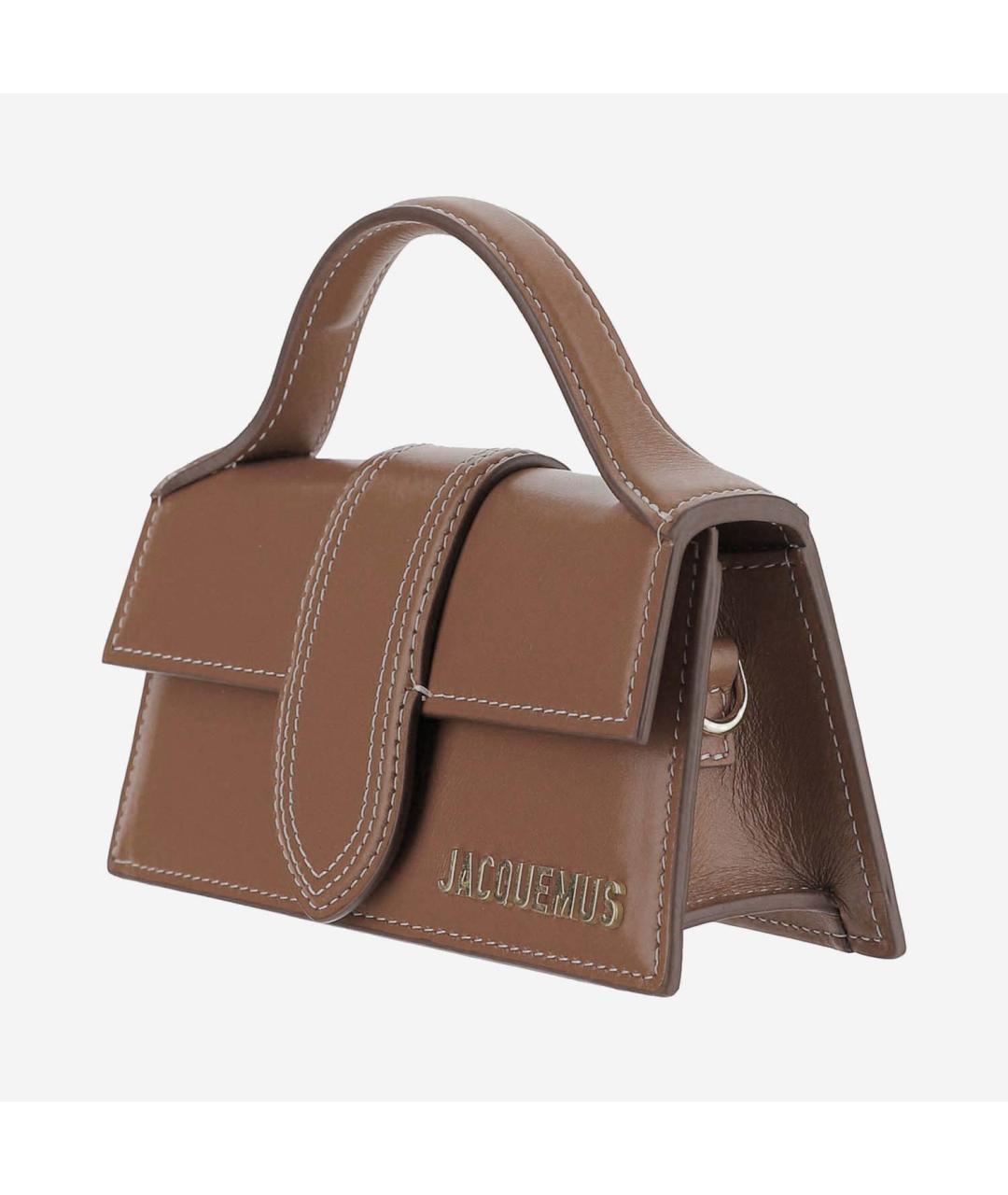 JACQUEMUS Коричневая кожаная сумка с короткими ручками, фото 2