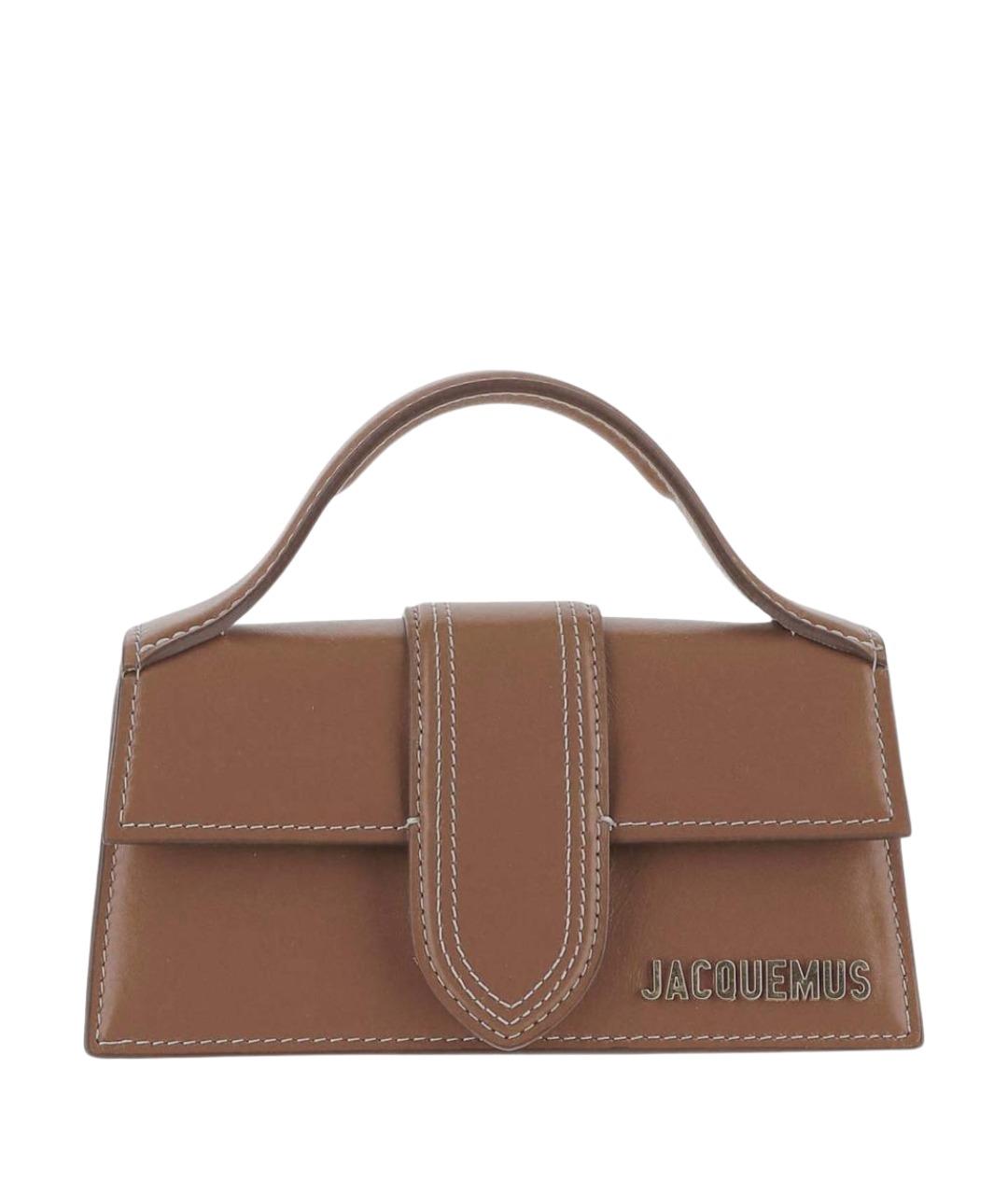 JACQUEMUS Коричневая кожаная сумка с короткими ручками, фото 1