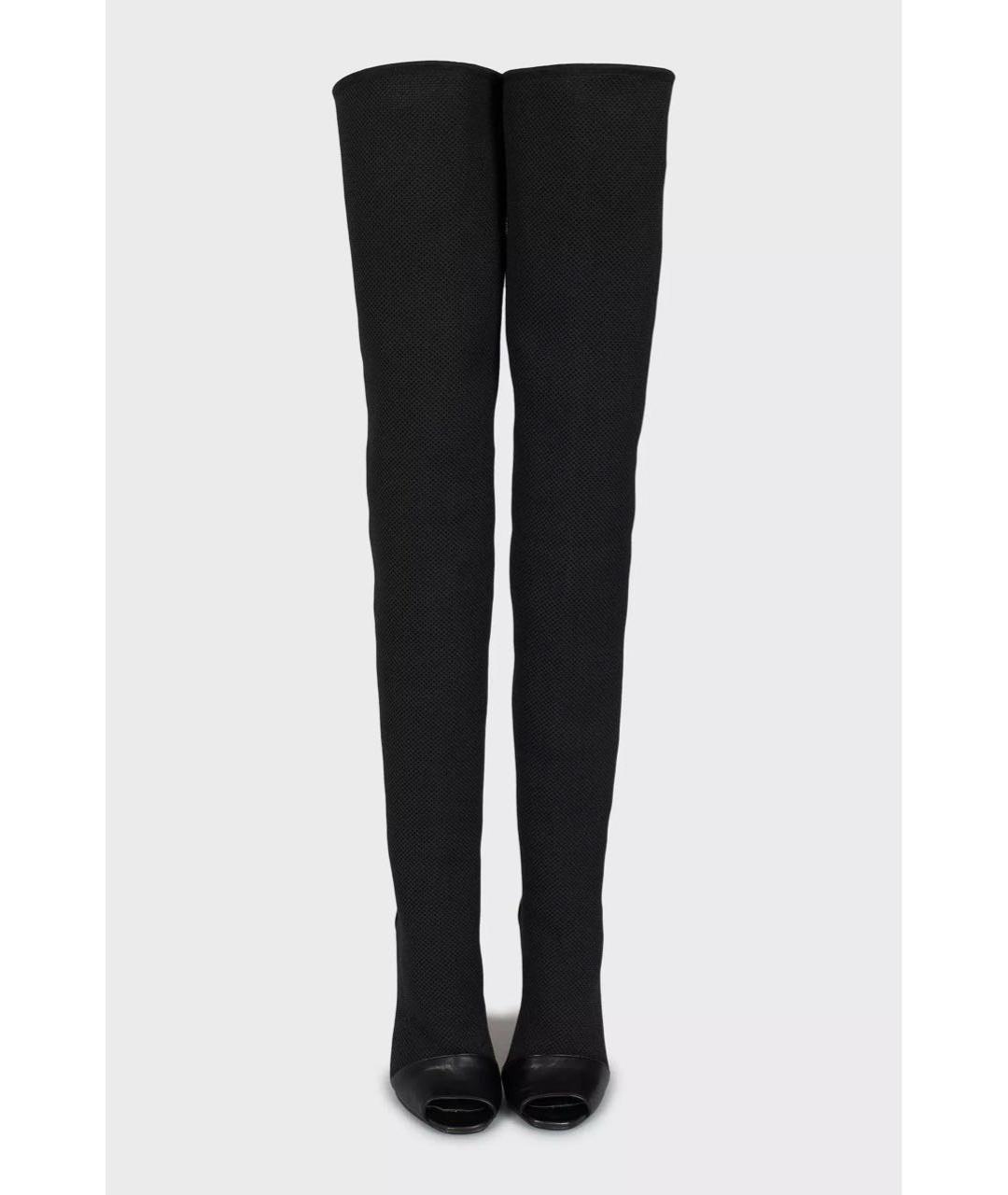 BALMAIN Черные текстильные ботфорты, фото 2