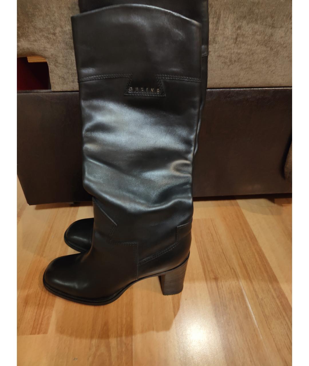 CELINE Черные кожаные сапоги, фото 6