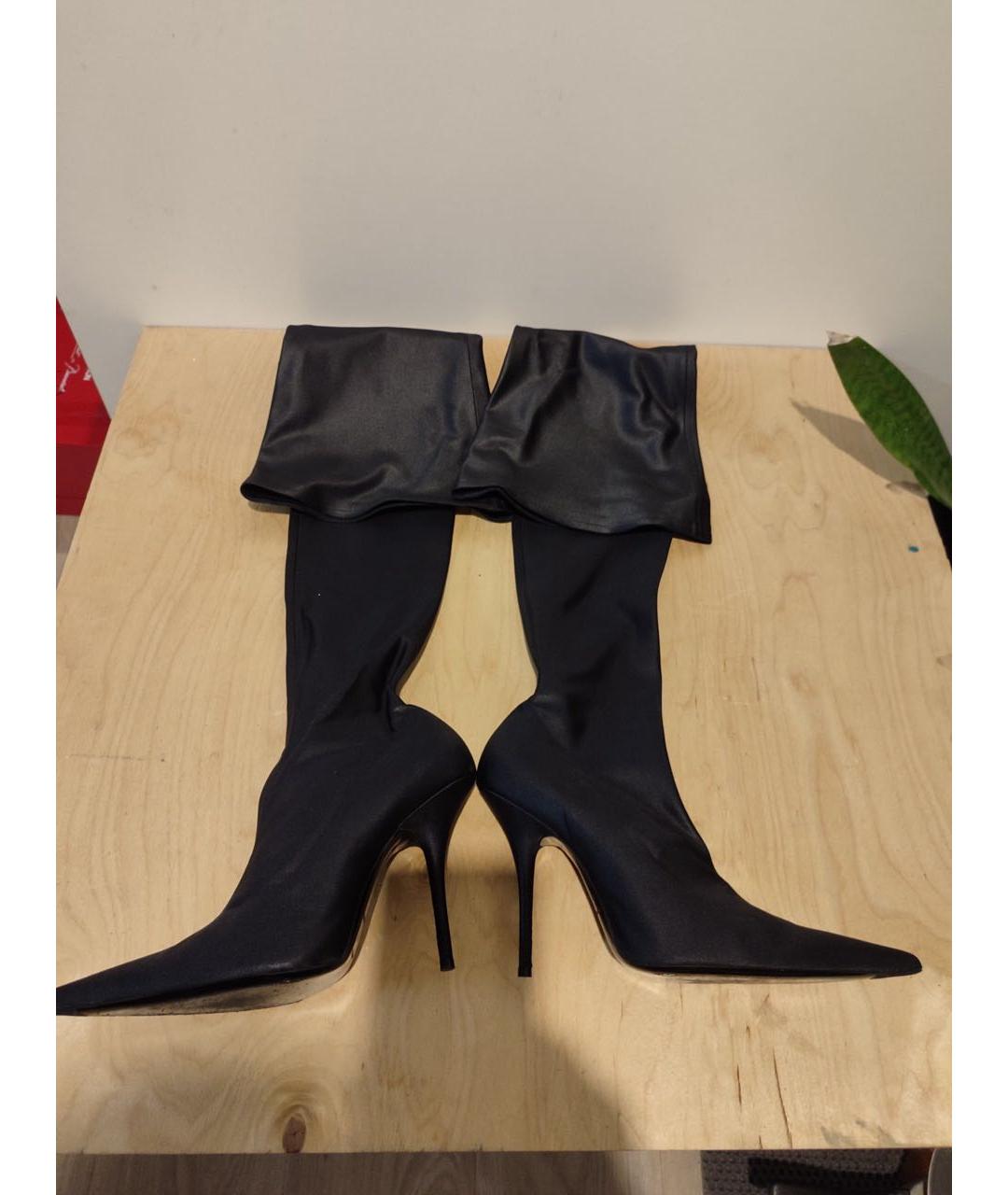 BALENCIAGA Черные текстильные ботфорты, фото 4