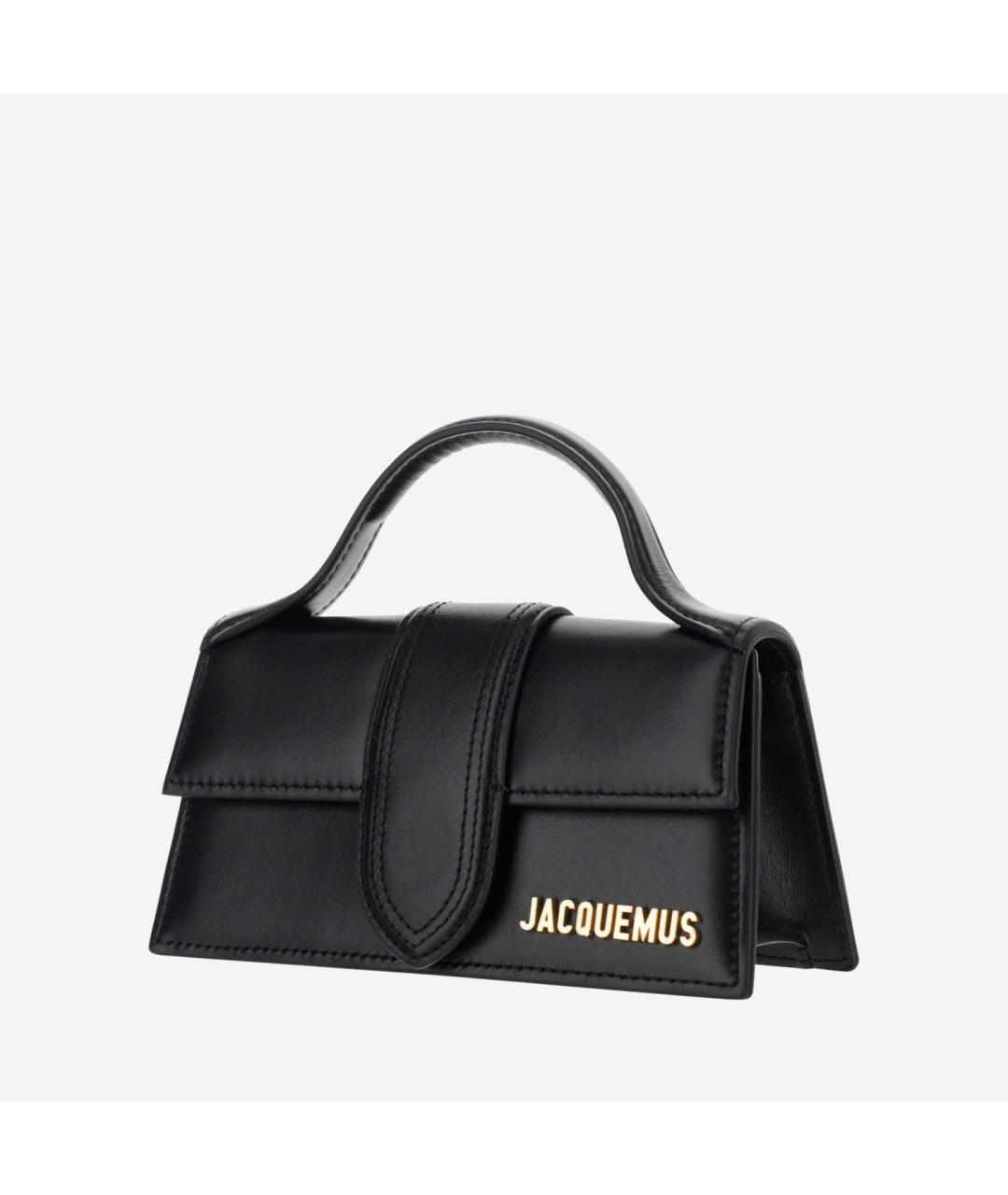 JACQUEMUS Черная кожаная сумка с короткими ручками, фото 2