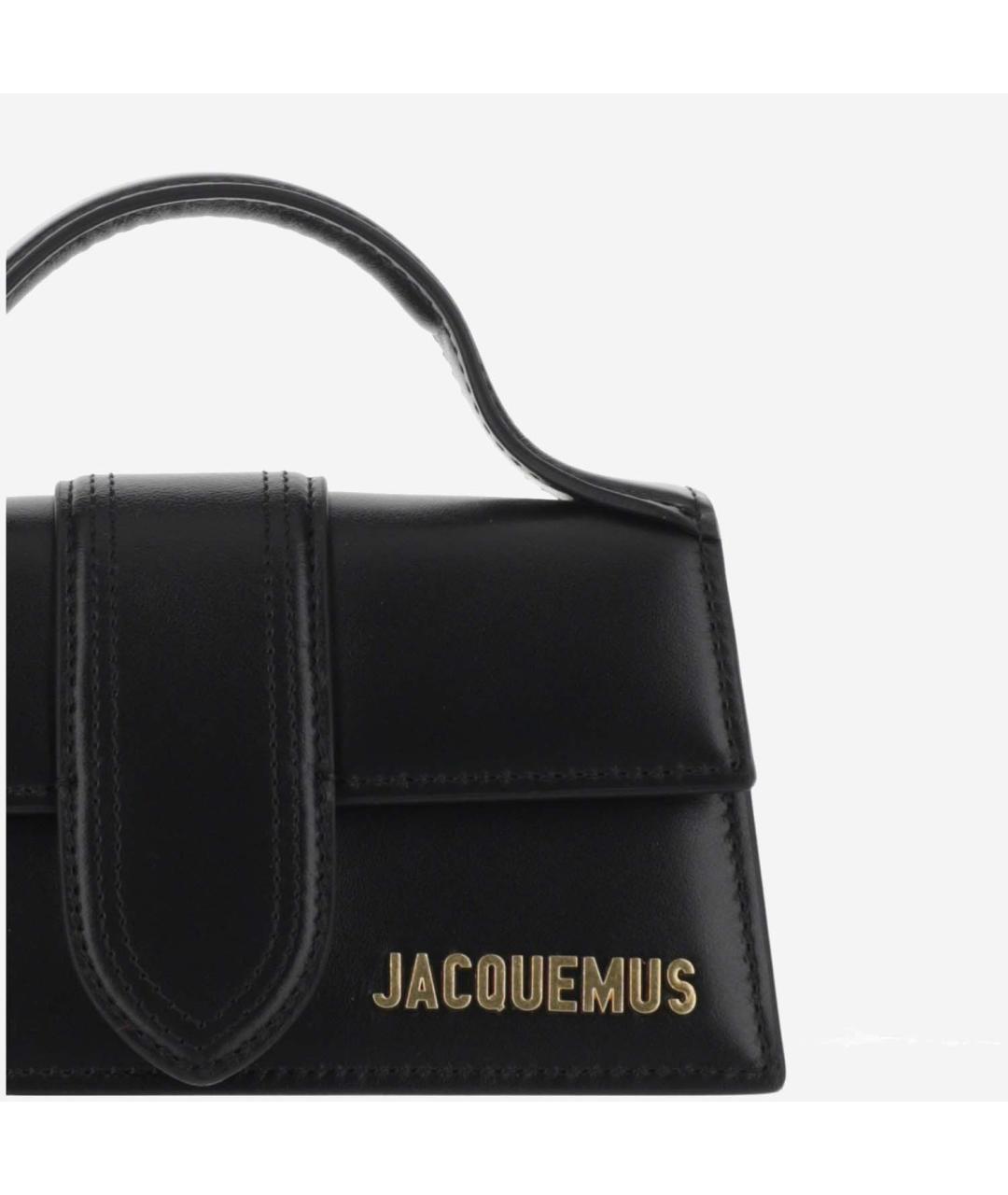 JACQUEMUS Черная кожаная сумка с короткими ручками, фото 5