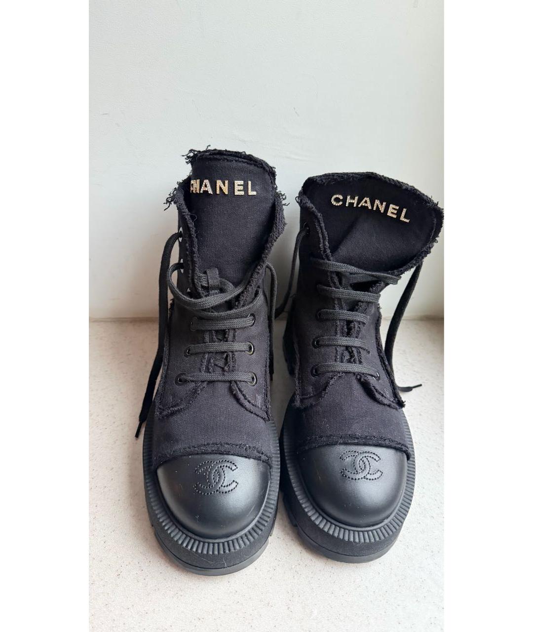 CHANEL Черные текстильные ботинки, фото 2