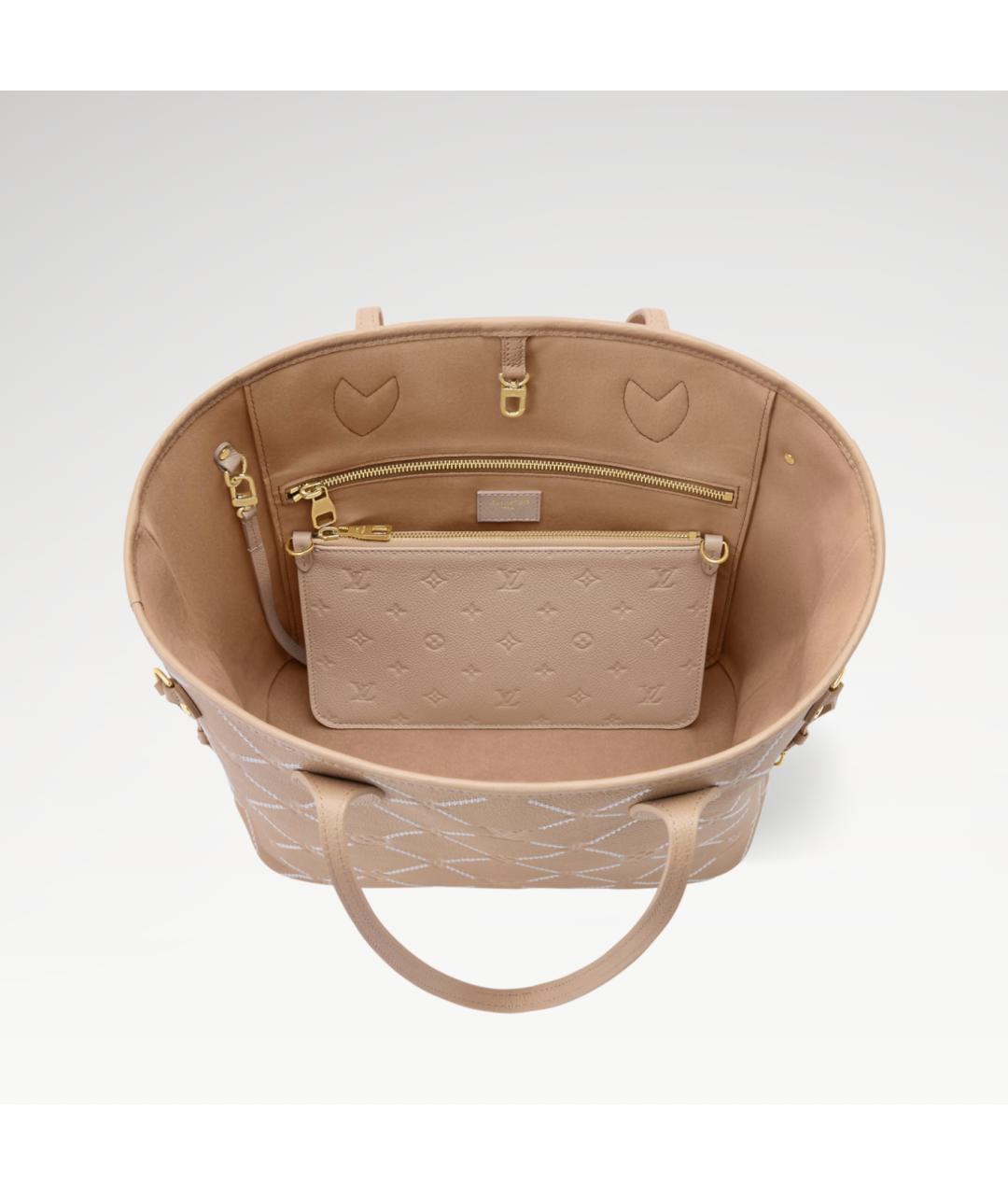 LOUIS VUITTON Бежевая кожаная сумка тоут, фото 5