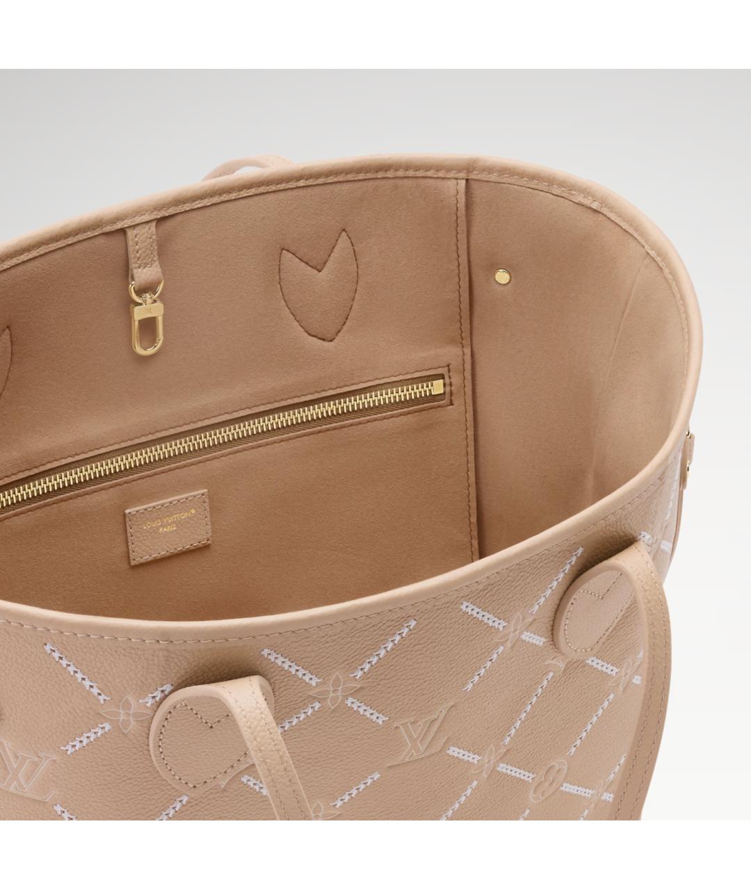 LOUIS VUITTON Бежевая кожаная сумка тоут, фото 4