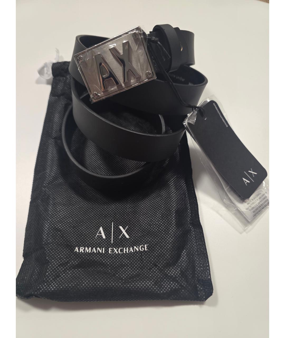 ARMANI EXCHANGE Черный кожаный ремень, фото 4