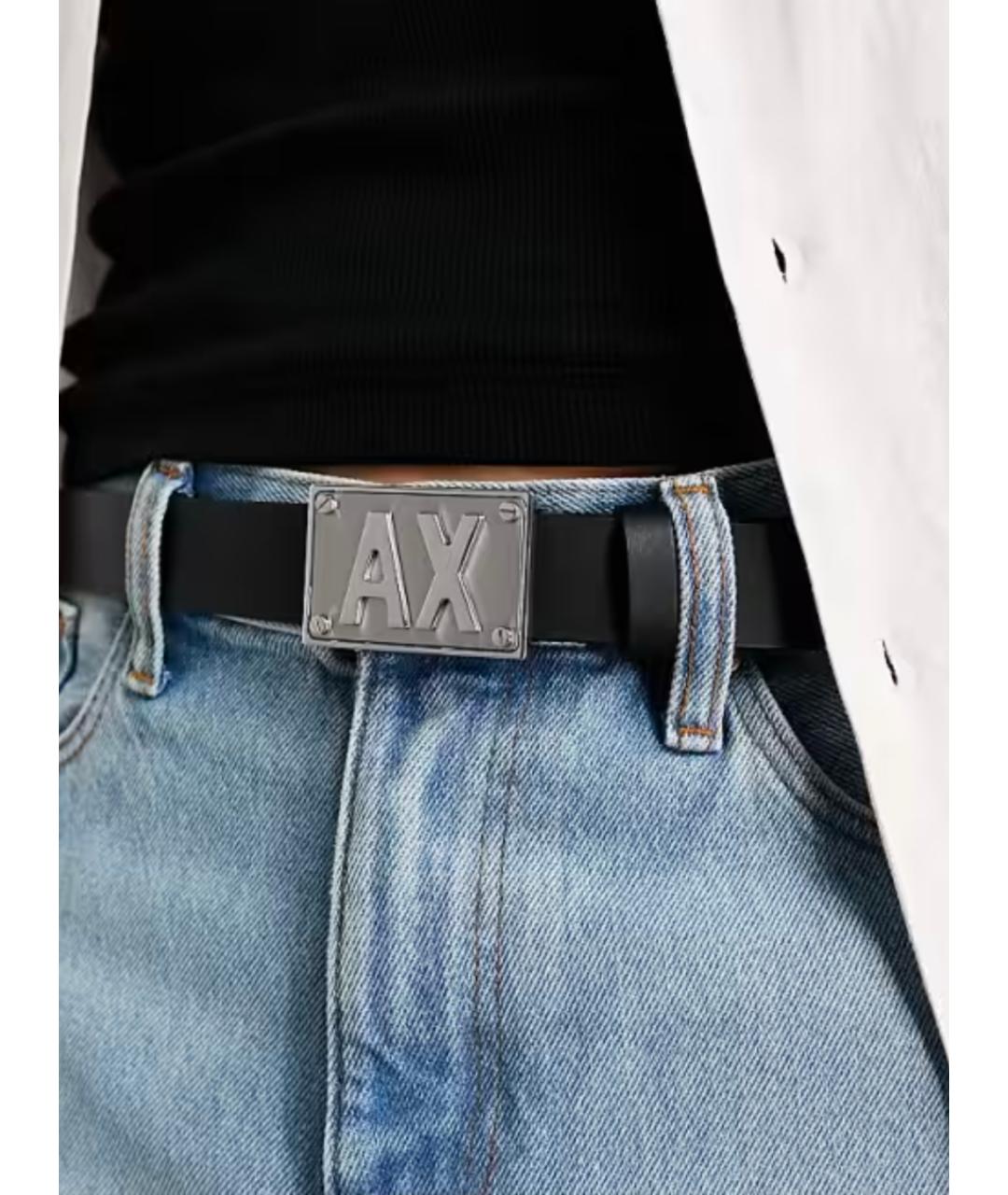 ARMANI EXCHANGE Черный кожаный ремень, фото 9