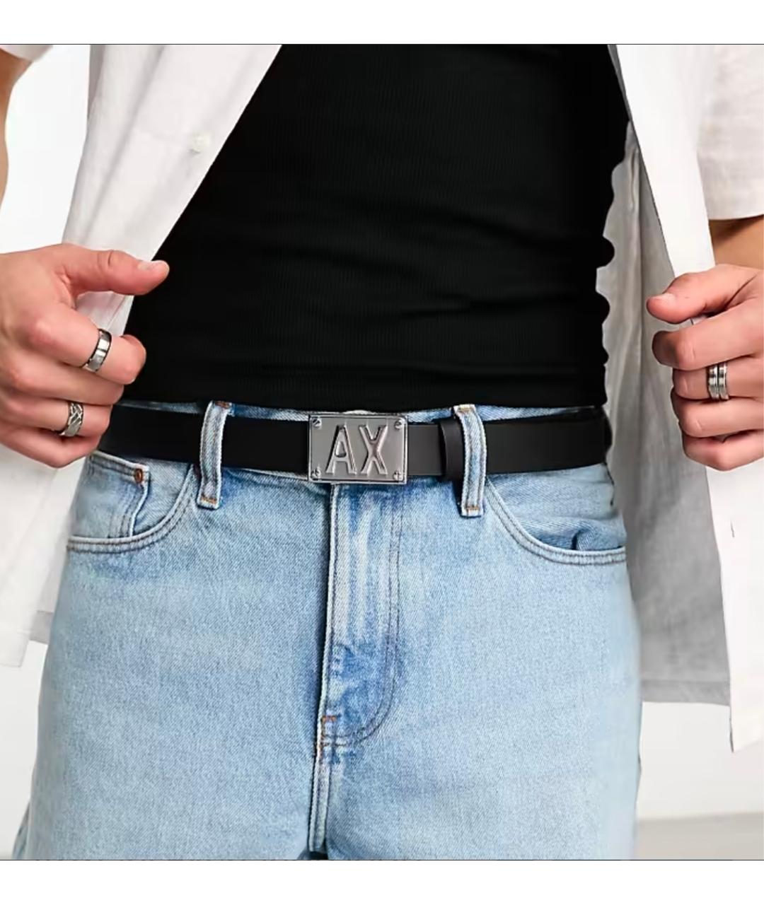 ARMANI EXCHANGE Черный кожаный ремень, фото 8