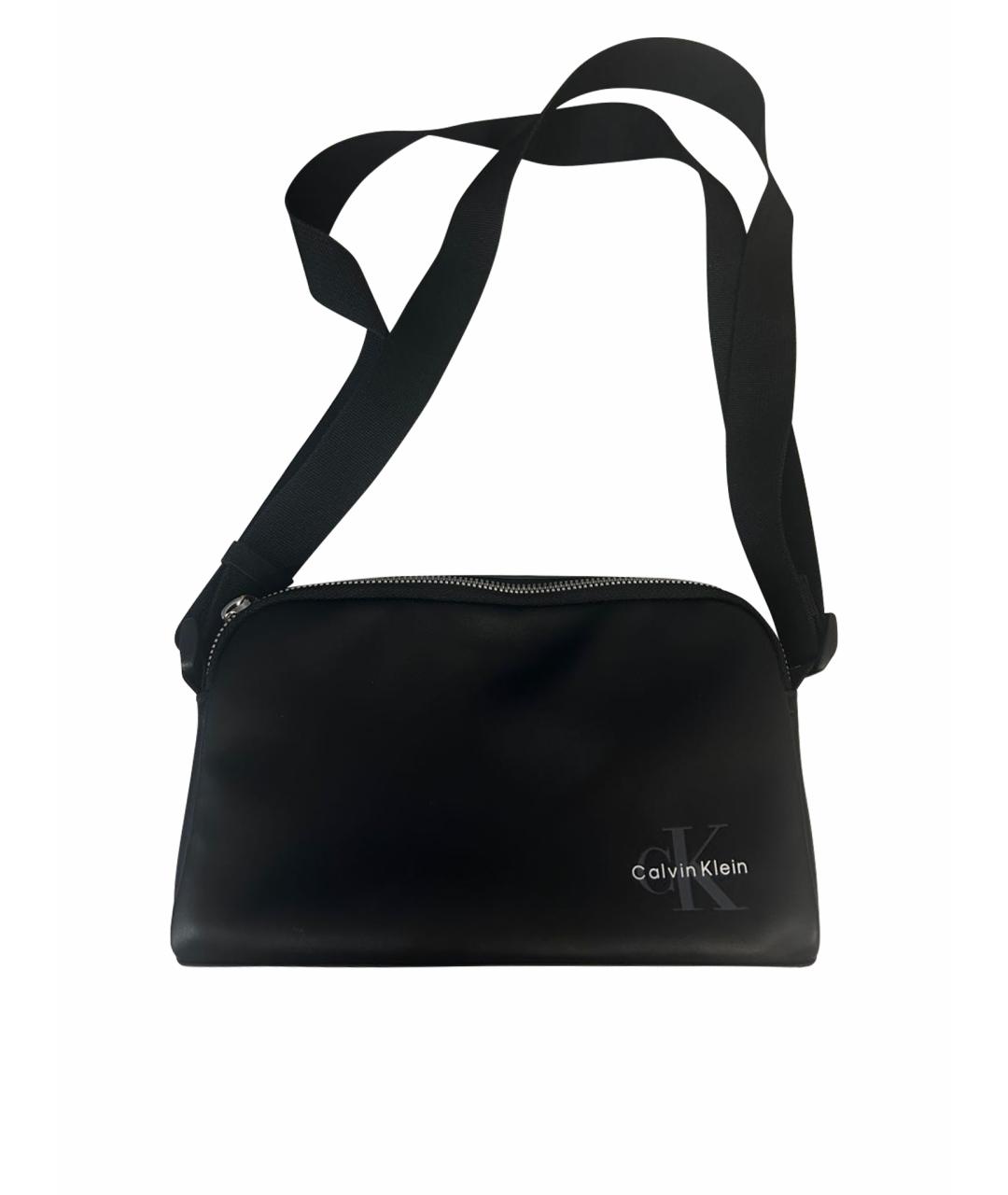 CALVIN KLEIN Черная сумка на плечо из искусственной кожи, фото 1