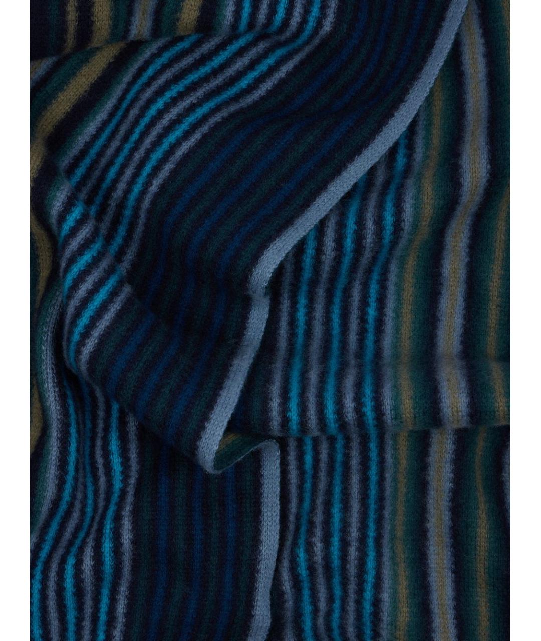 PAUL SMITH Синий шерстяной шарф, фото 4