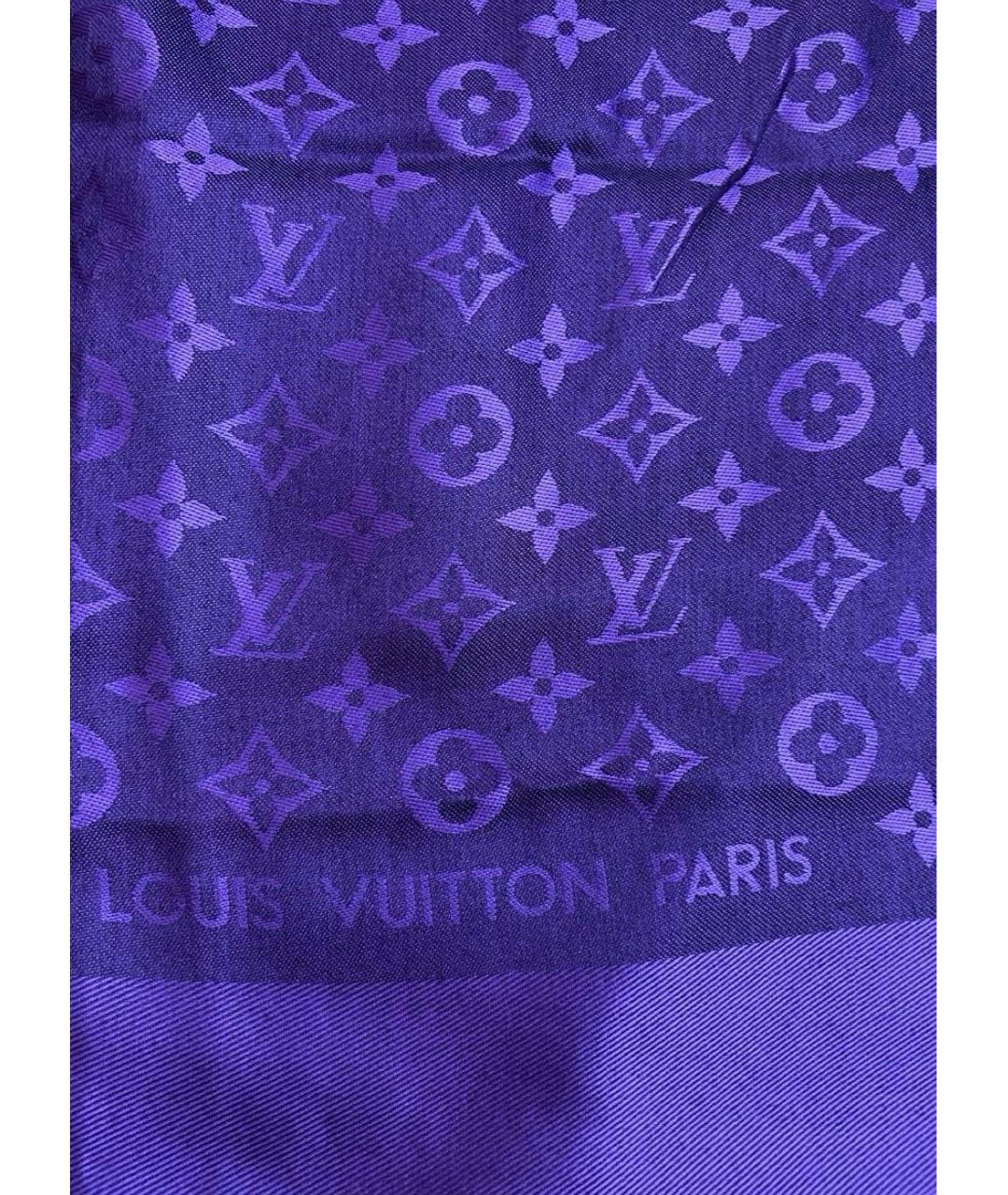 LOUIS VUITTON Фиолетовый шелковый платок, фото 5
