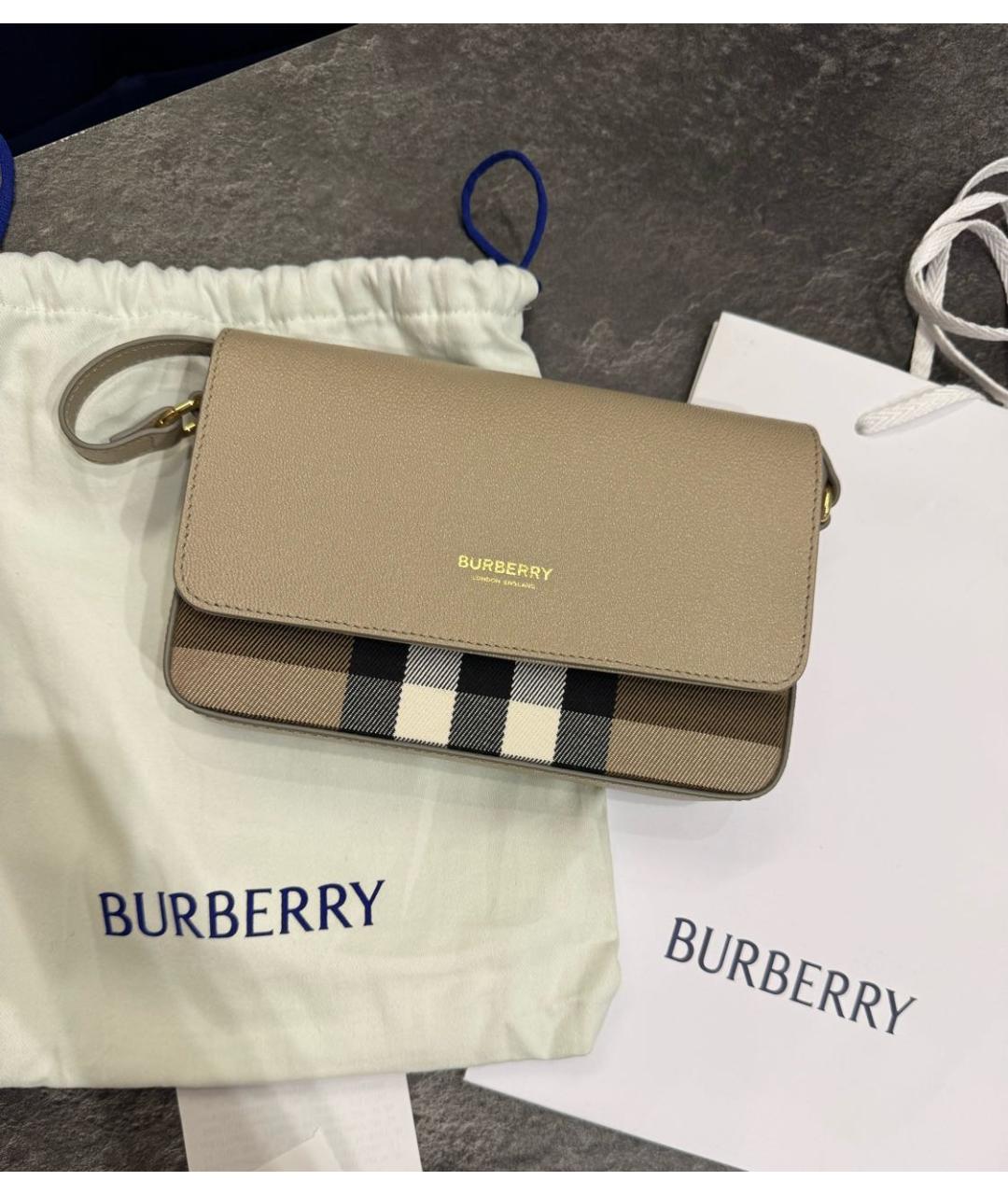 BURBERRY Бежевая кожаная сумка через плечо, фото 2