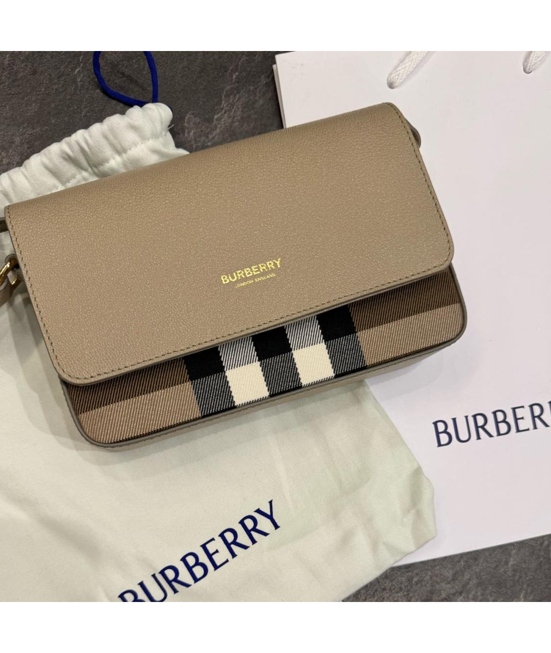 BURBERRY Бежевая кожаная сумка через плечо, фото 4