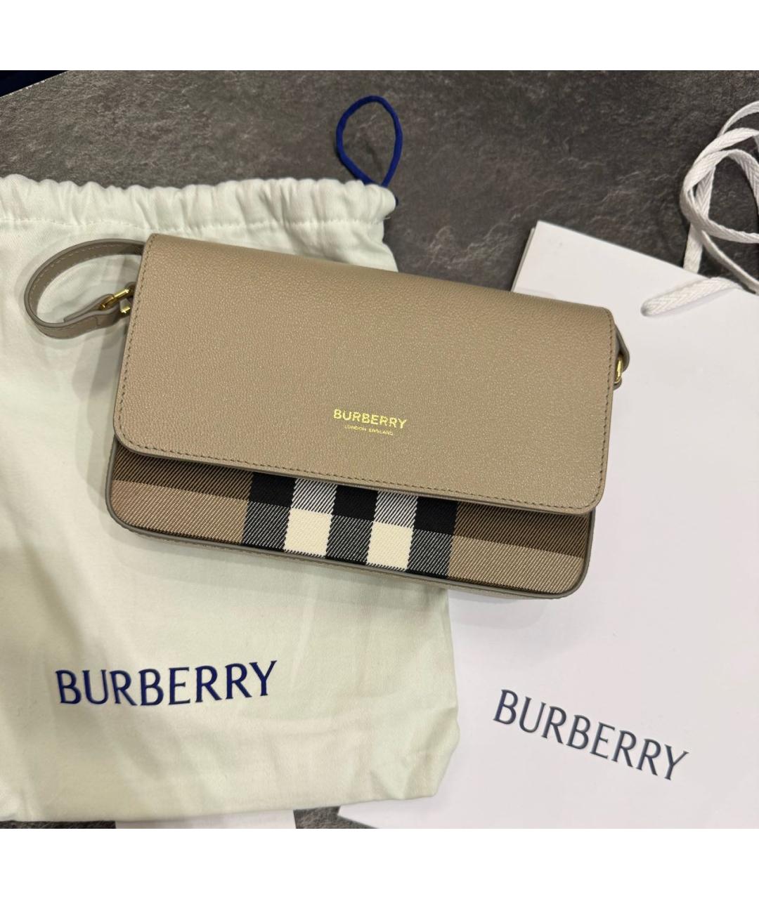 BURBERRY Бежевая кожаная сумка через плечо, фото 5