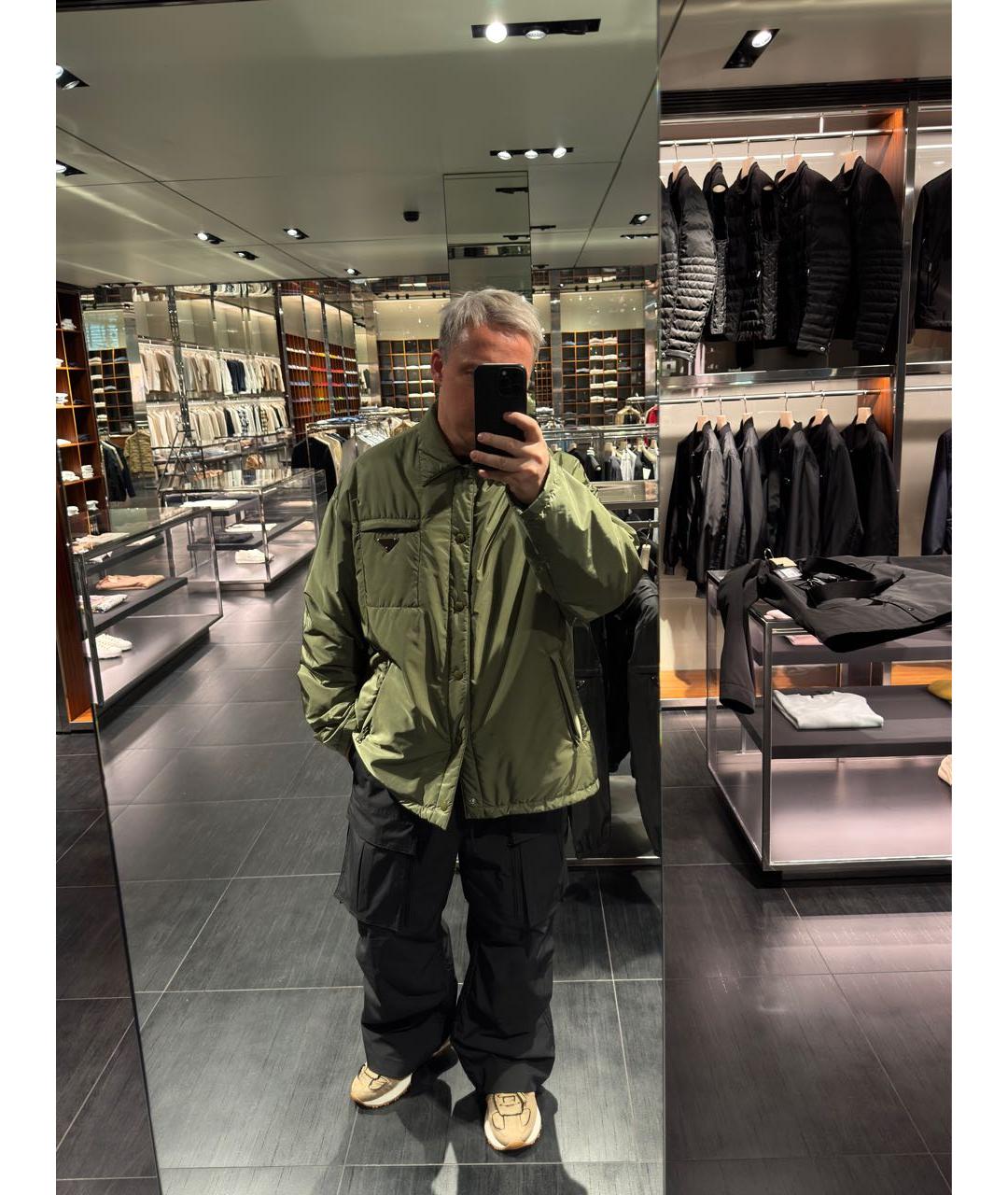 PRADA Хаки полиамидовая куртка, фото 8