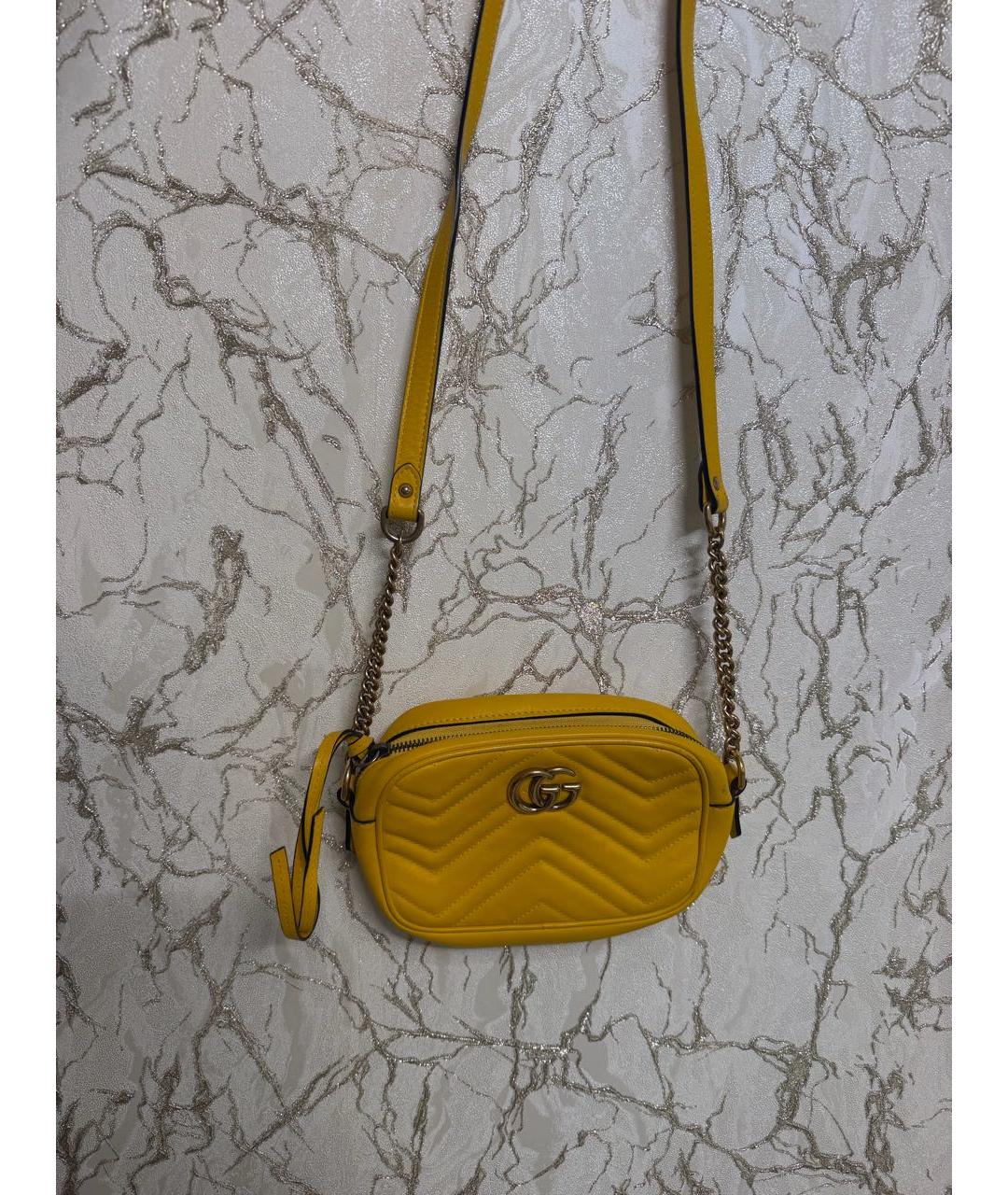 GUCCI Горчичная кожаная сумка через плечо, фото 9