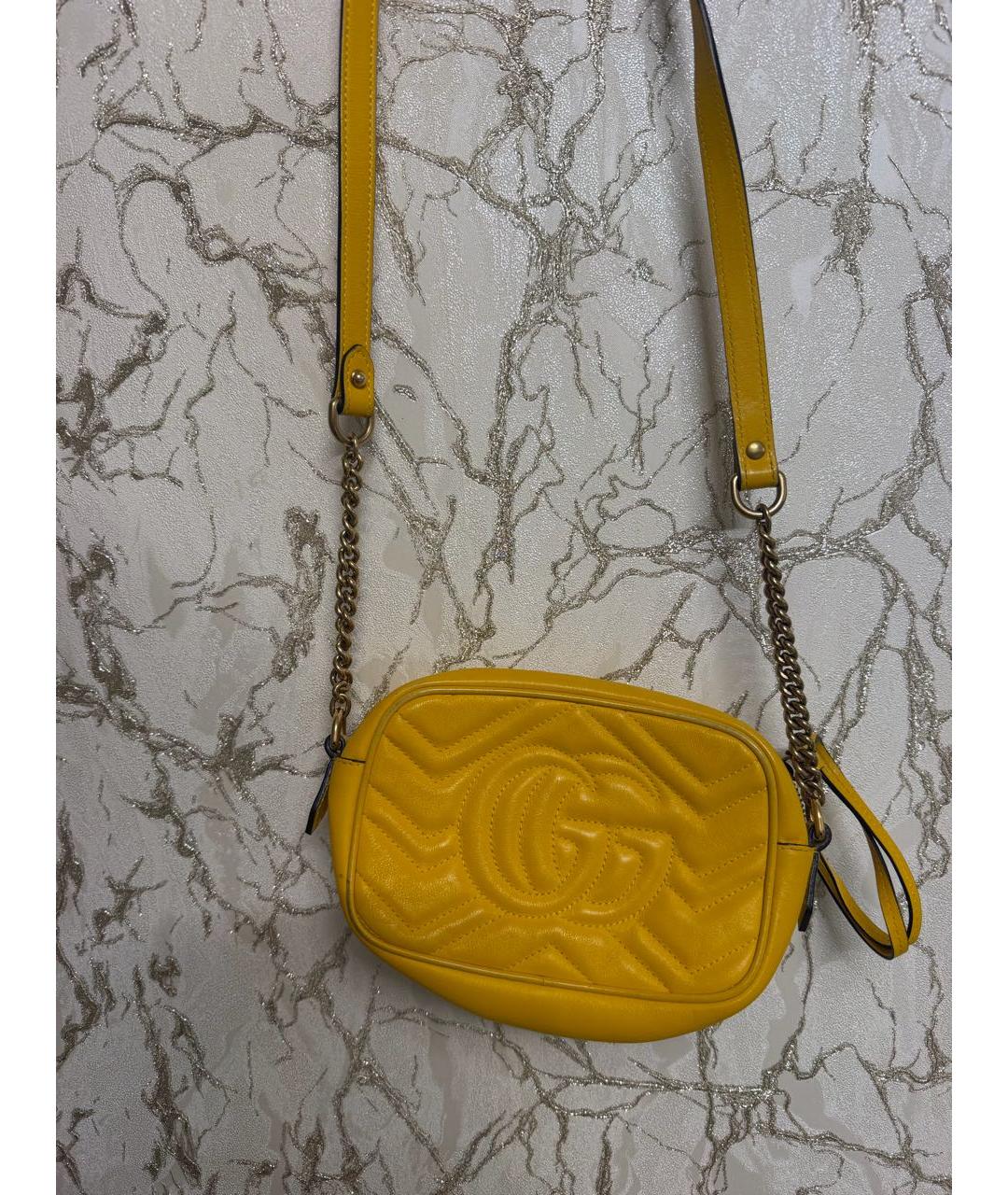 GUCCI Горчичная кожаная сумка через плечо, фото 3