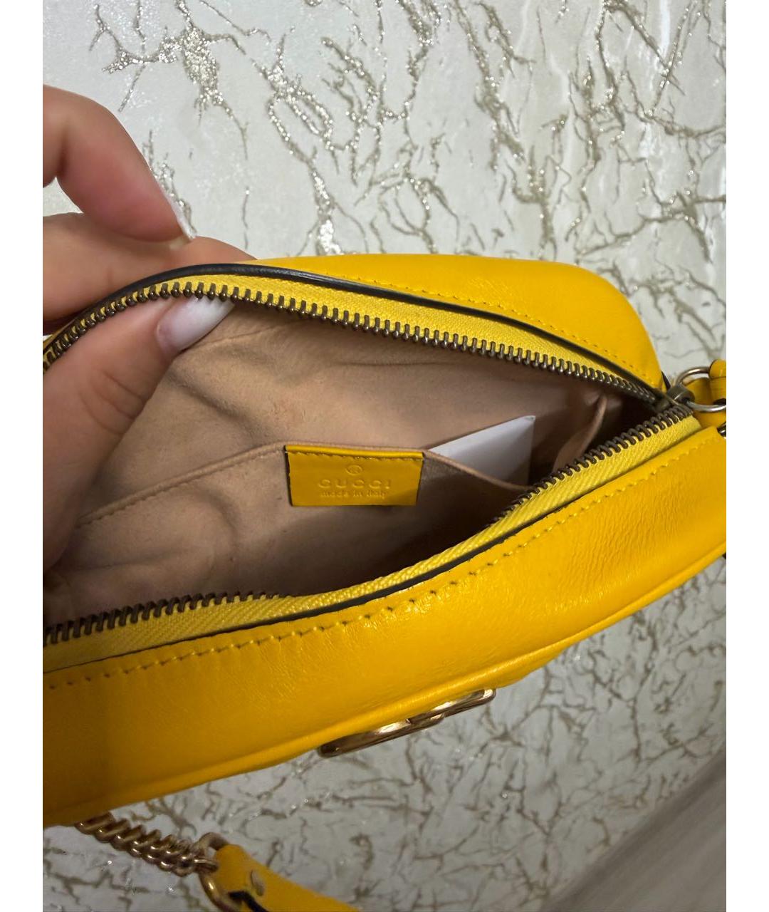 GUCCI Горчичная кожаная сумка через плечо, фото 4