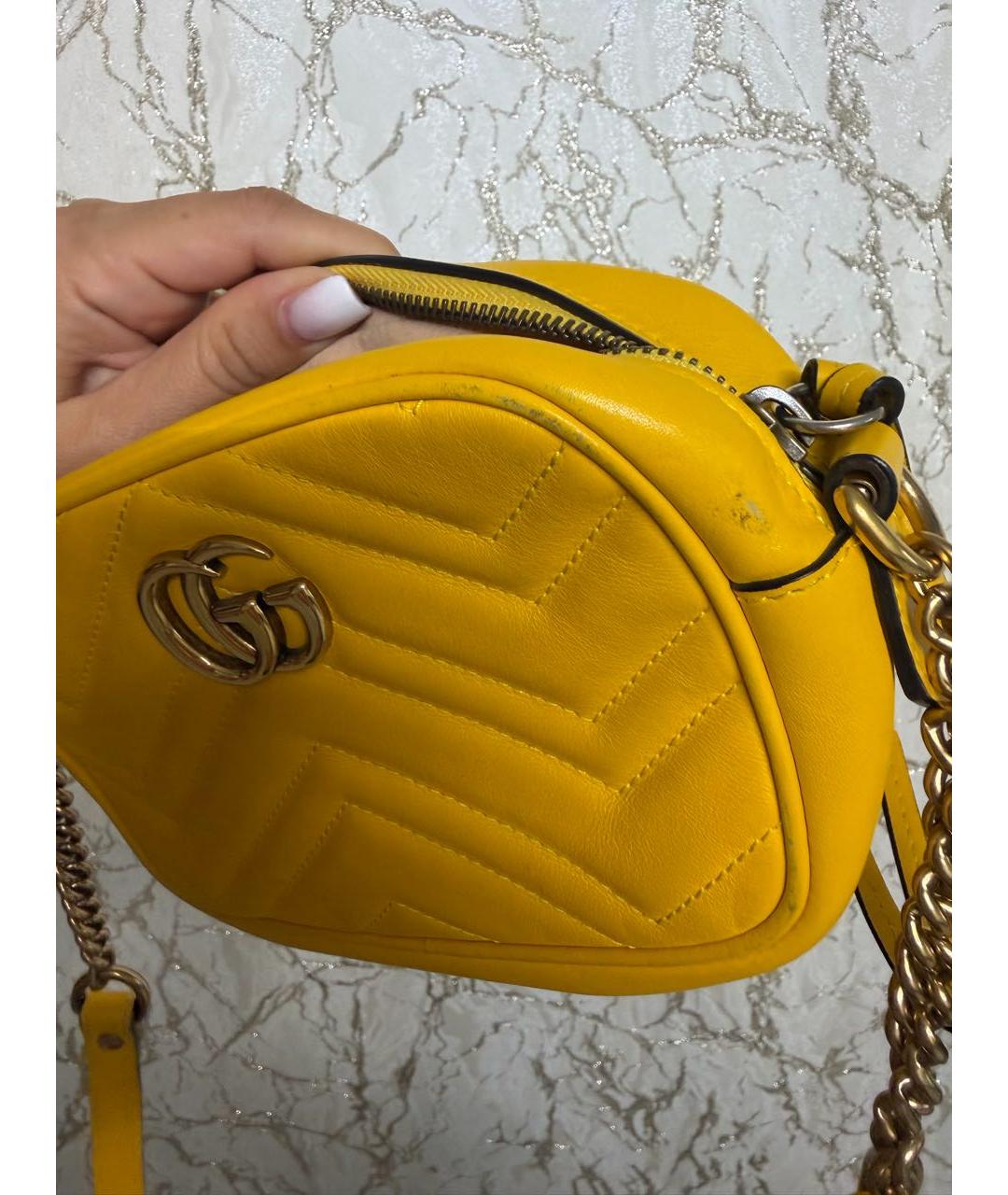 GUCCI Горчичная кожаная сумка через плечо, фото 2