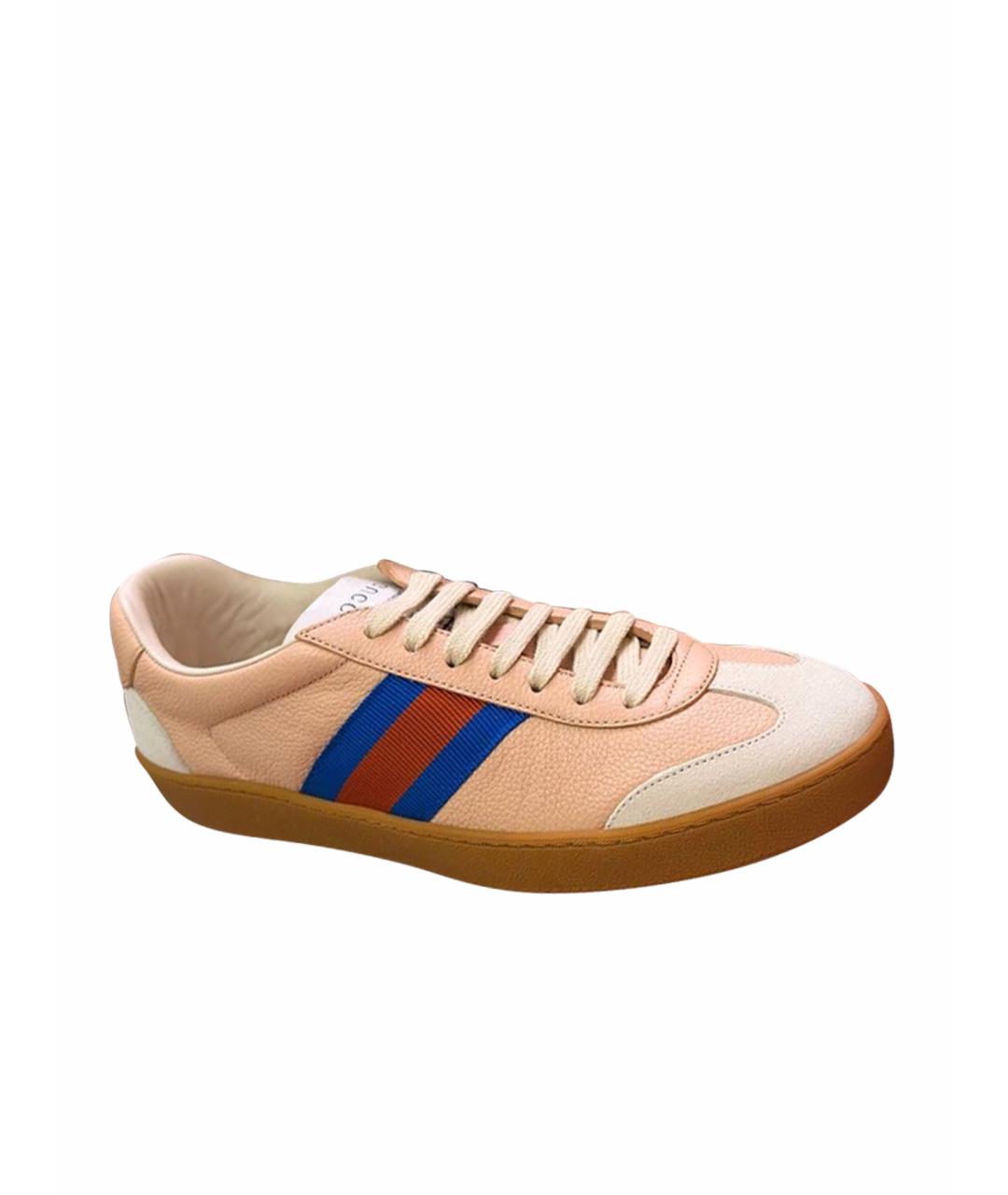 GUCCI Розовые кожаные кеды, фото 1