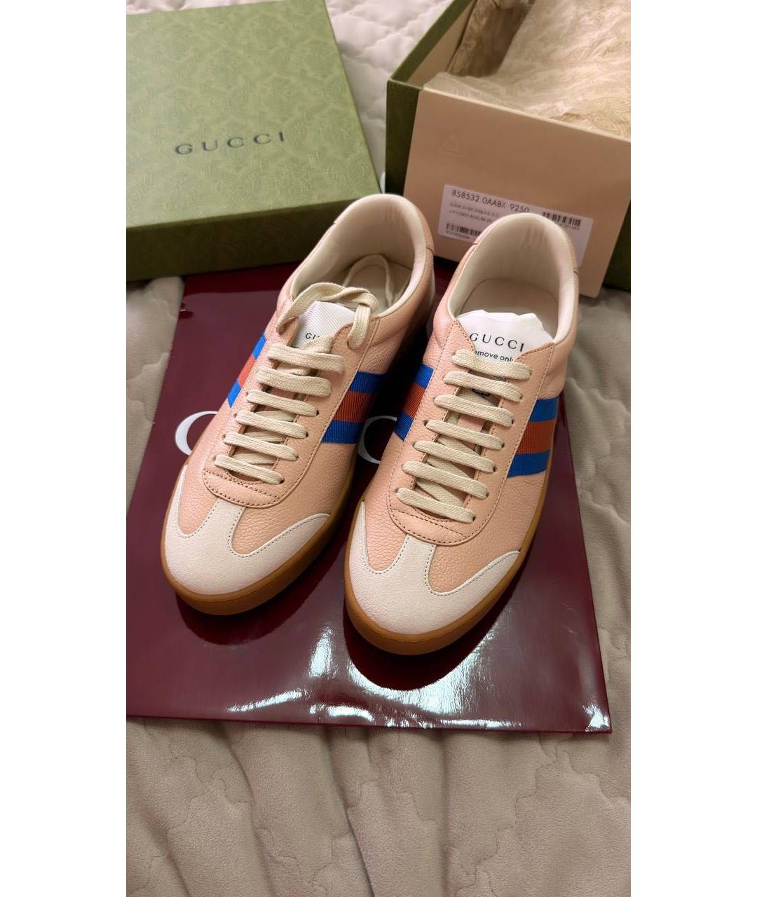 GUCCI Розовые кожаные кеды, фото 2