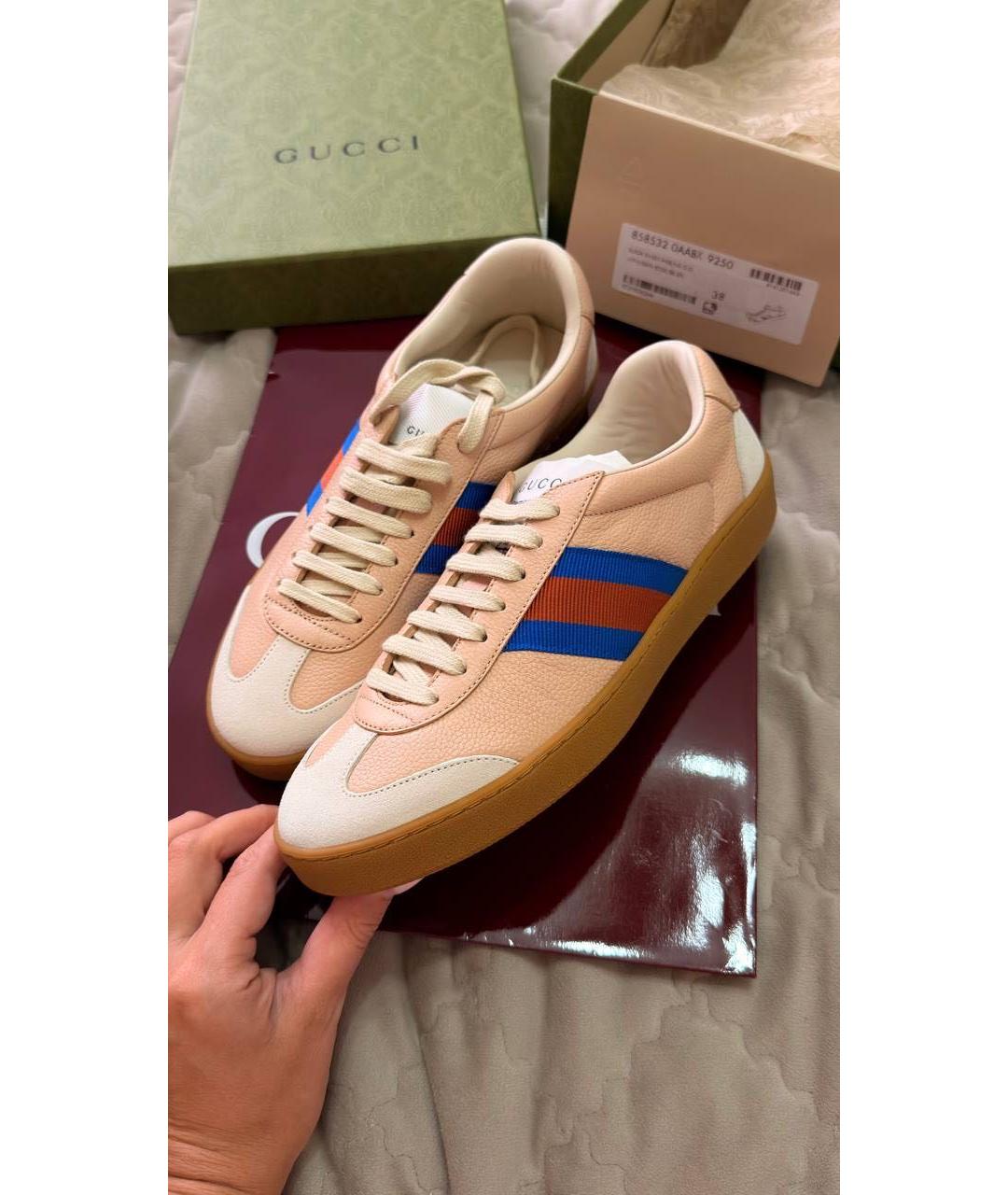 GUCCI Розовые кожаные кеды, фото 5