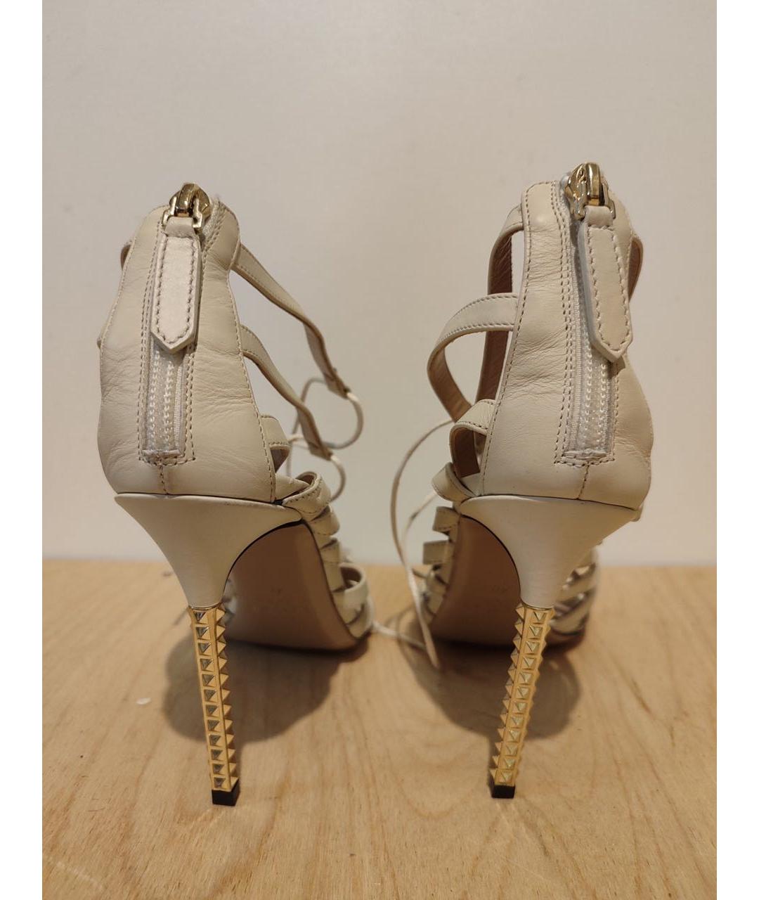 VALENTINO Бежевые кожаные босоножки, фото 4
