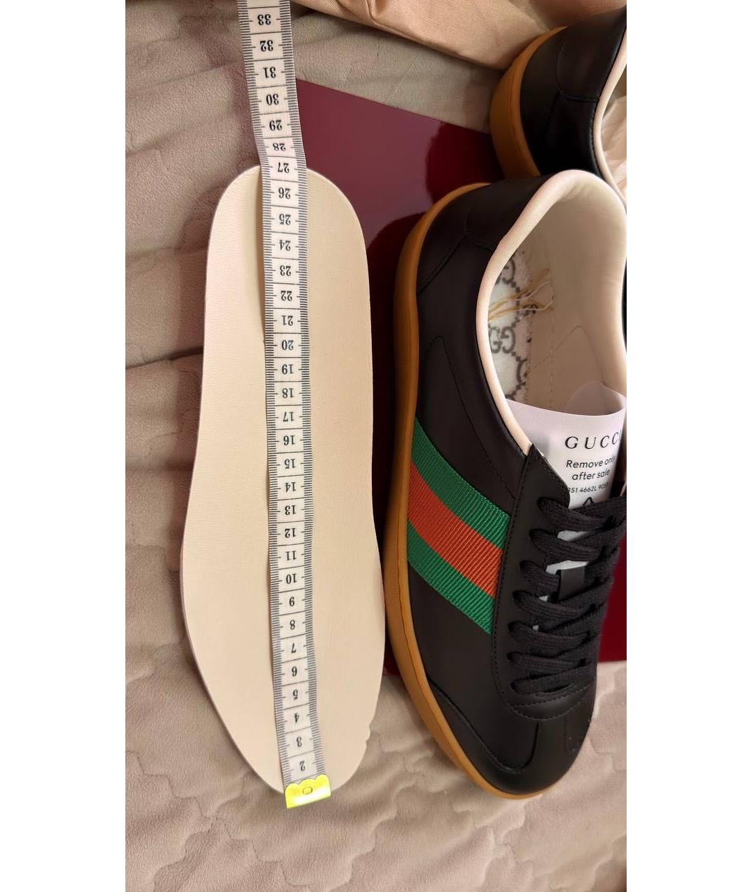 GUCCI Черные кожаные низкие кроссовки / кеды, фото 4