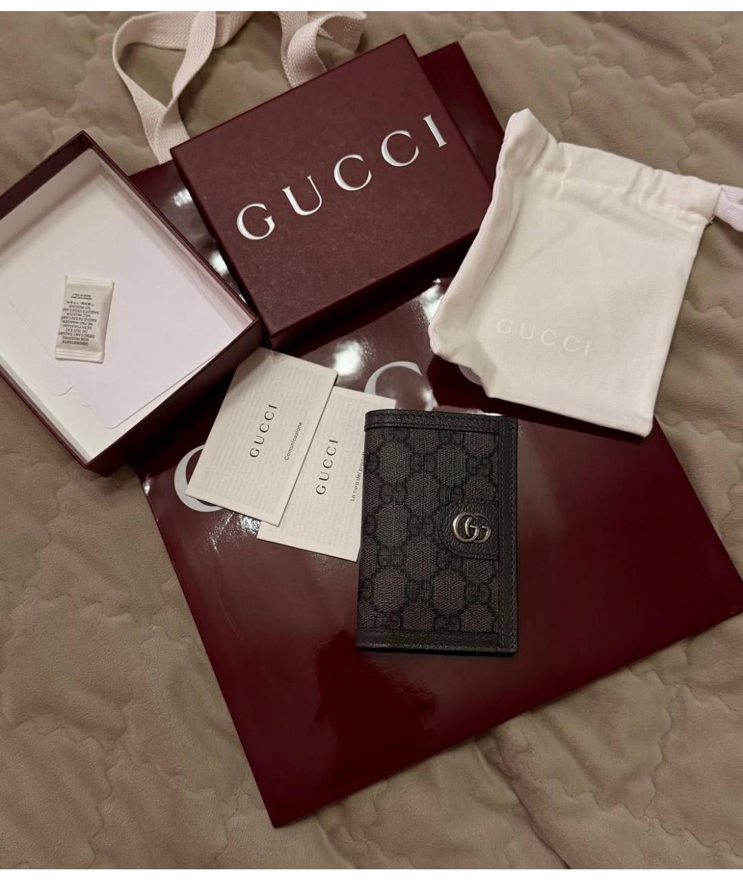 GUCCI Черный кожаный кардхолдер, фото 5
