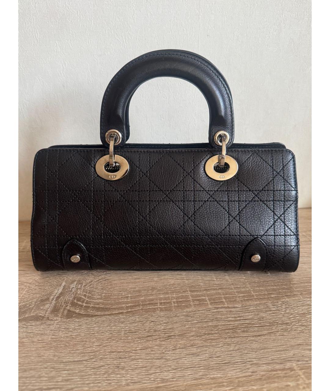 CHRISTIAN DIOR Черная кожаная сумка с короткими ручками, фото 2