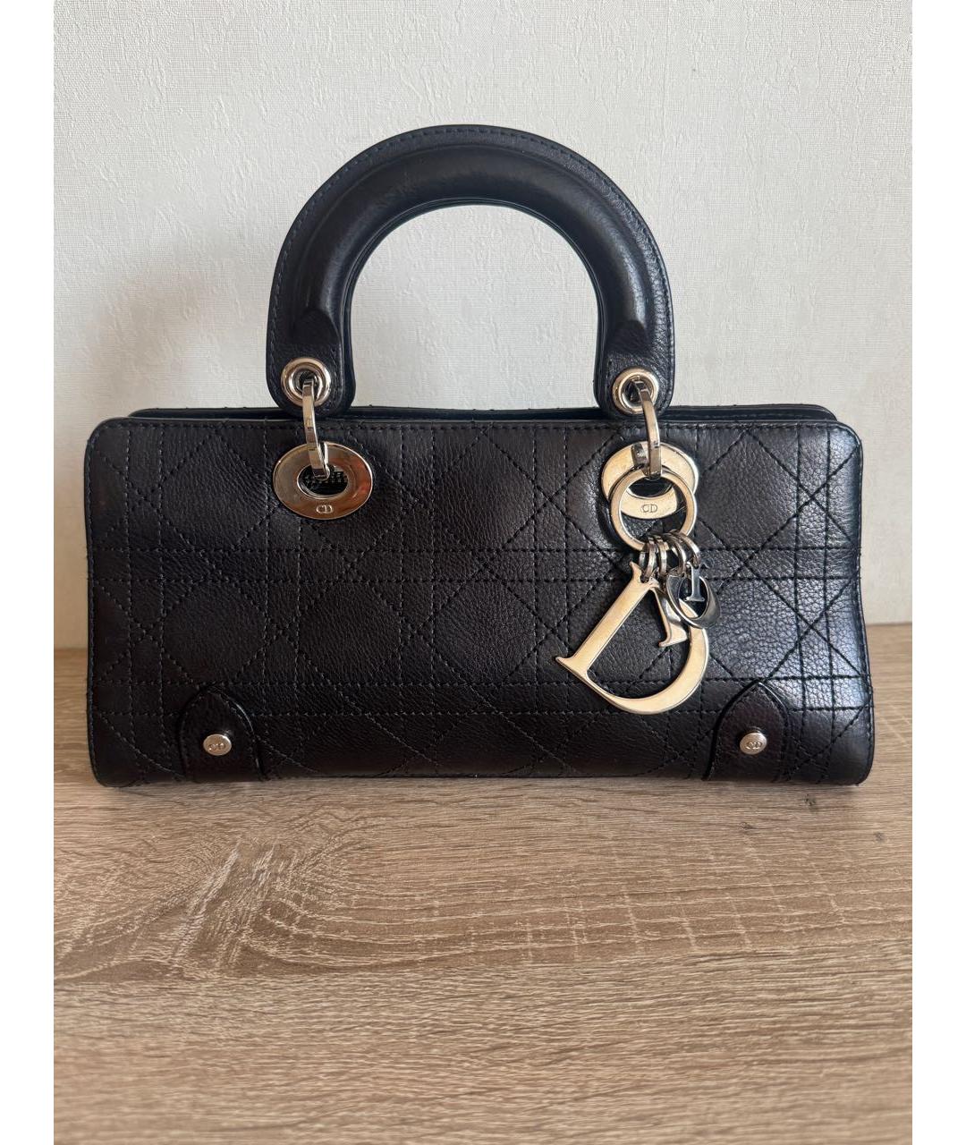 CHRISTIAN DIOR Черная кожаная сумка с короткими ручками, фото 9