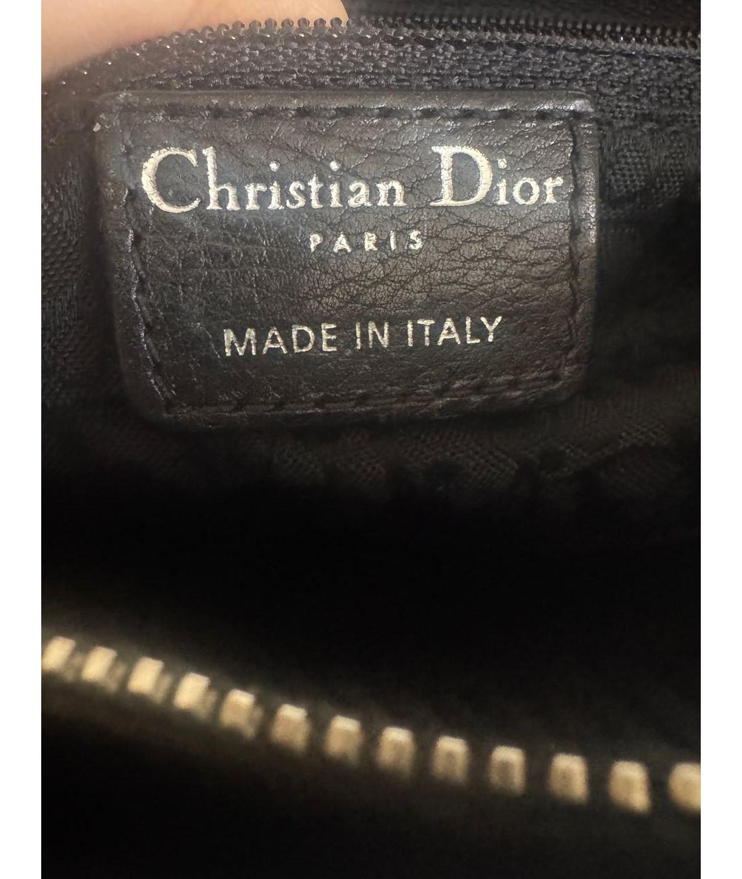 CHRISTIAN DIOR Черная кожаная сумка с короткими ручками, фото 8