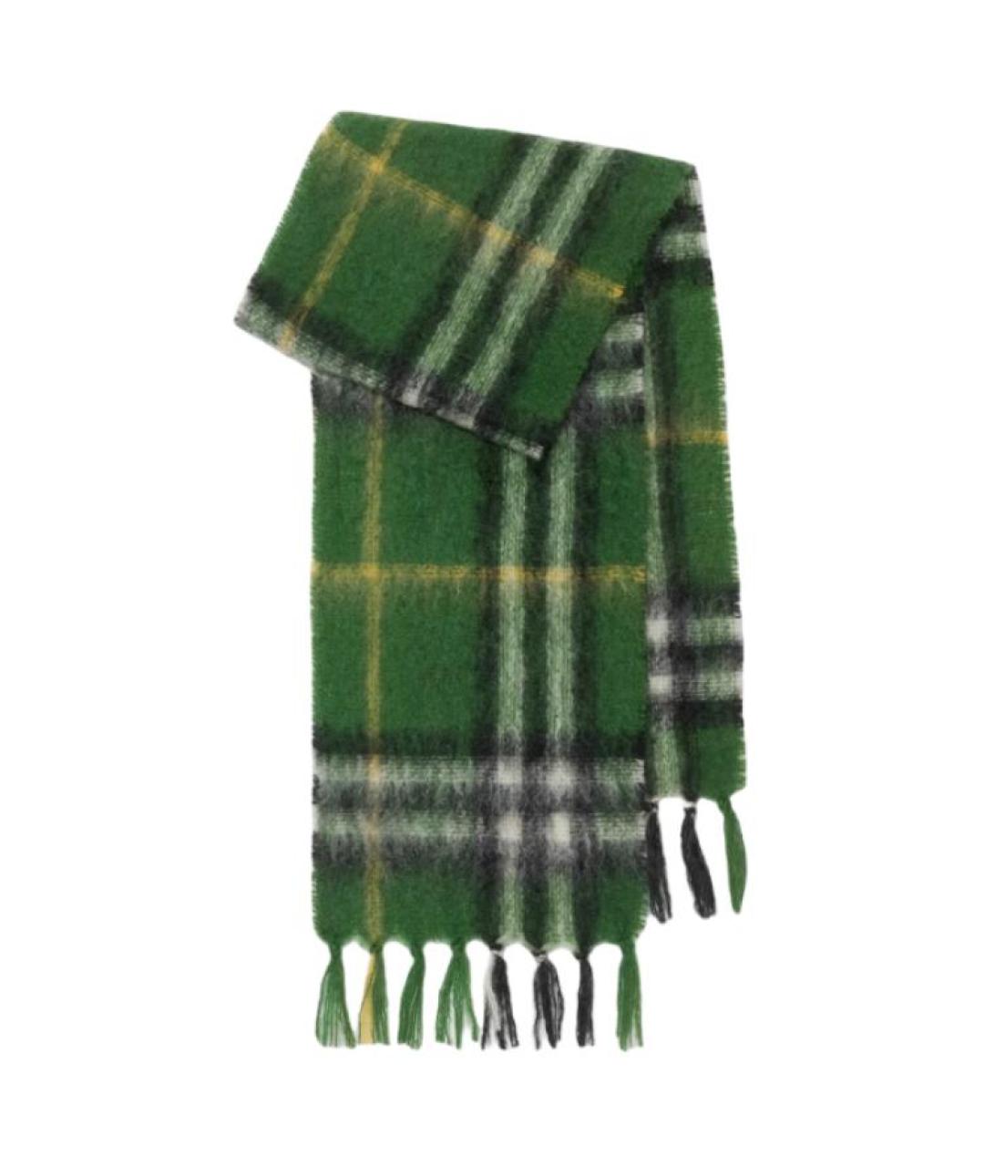 BURBERRY Зеленый шерстяной шарф, фото 1