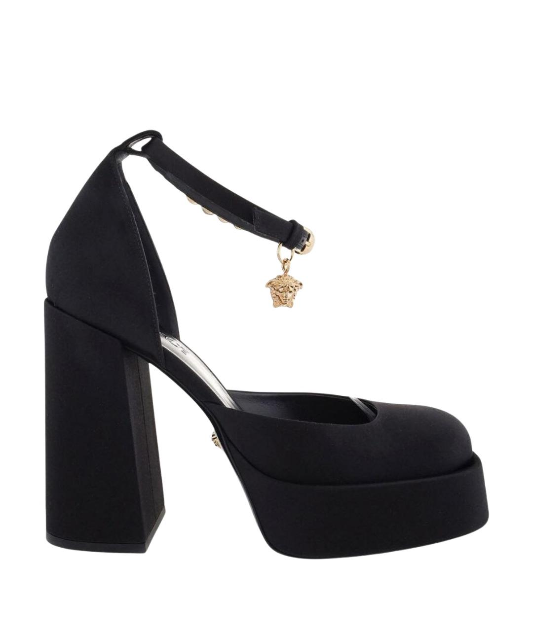 VERSACE Черные текстильные босоножки, фото 1