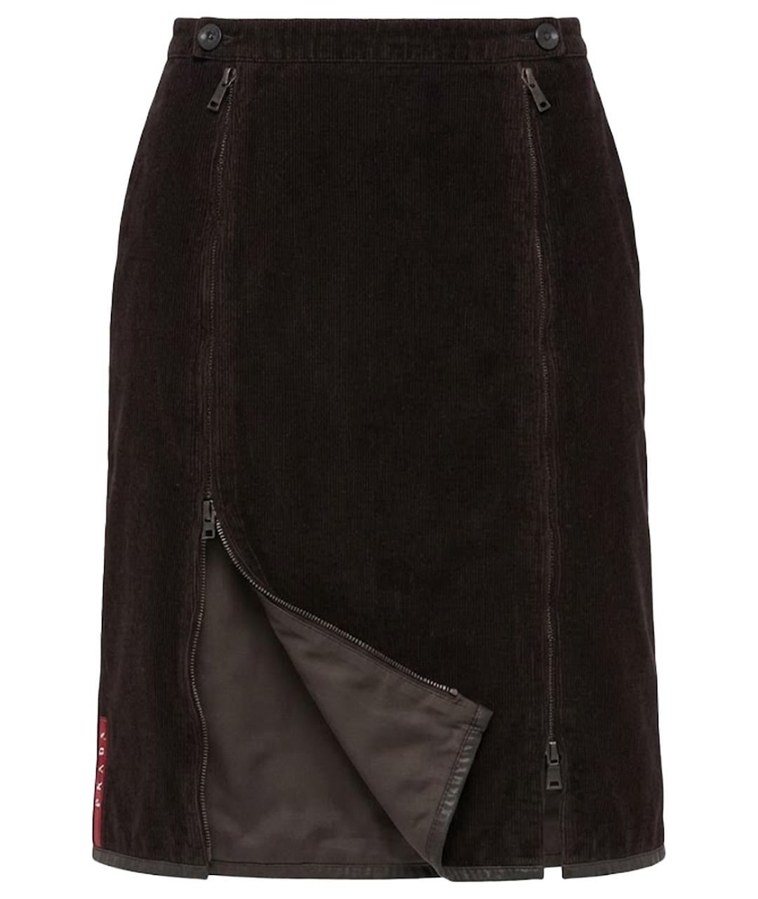 PRADA Коричневая хлопковая юбка миди, фото 1