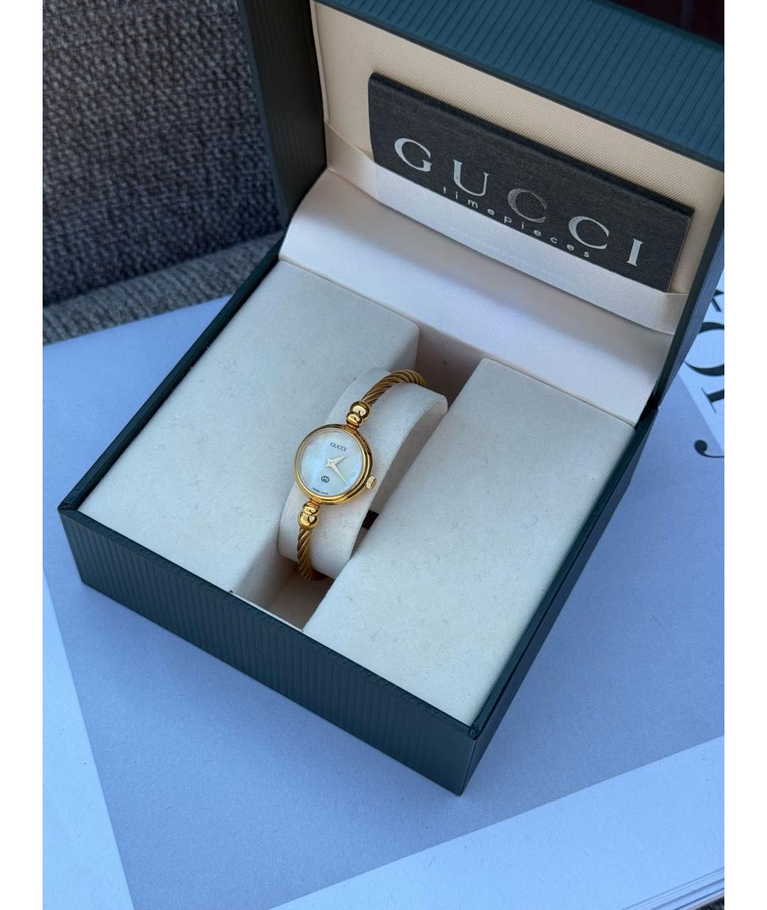 GUCCI Белые позолоченные часы, фото 6