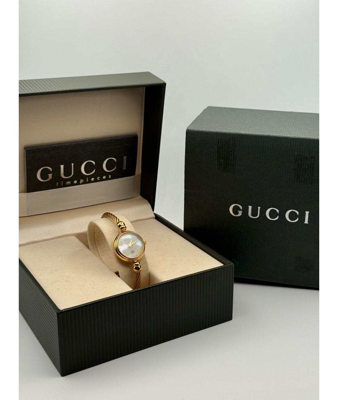 GUCCI Белые позолоченные часы, фото 4