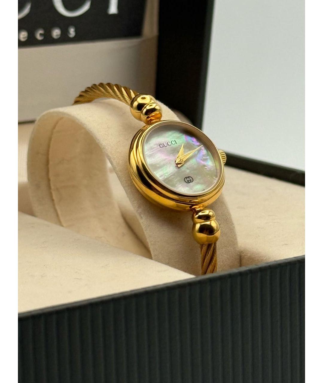 GUCCI Белые позолоченные часы, фото 3