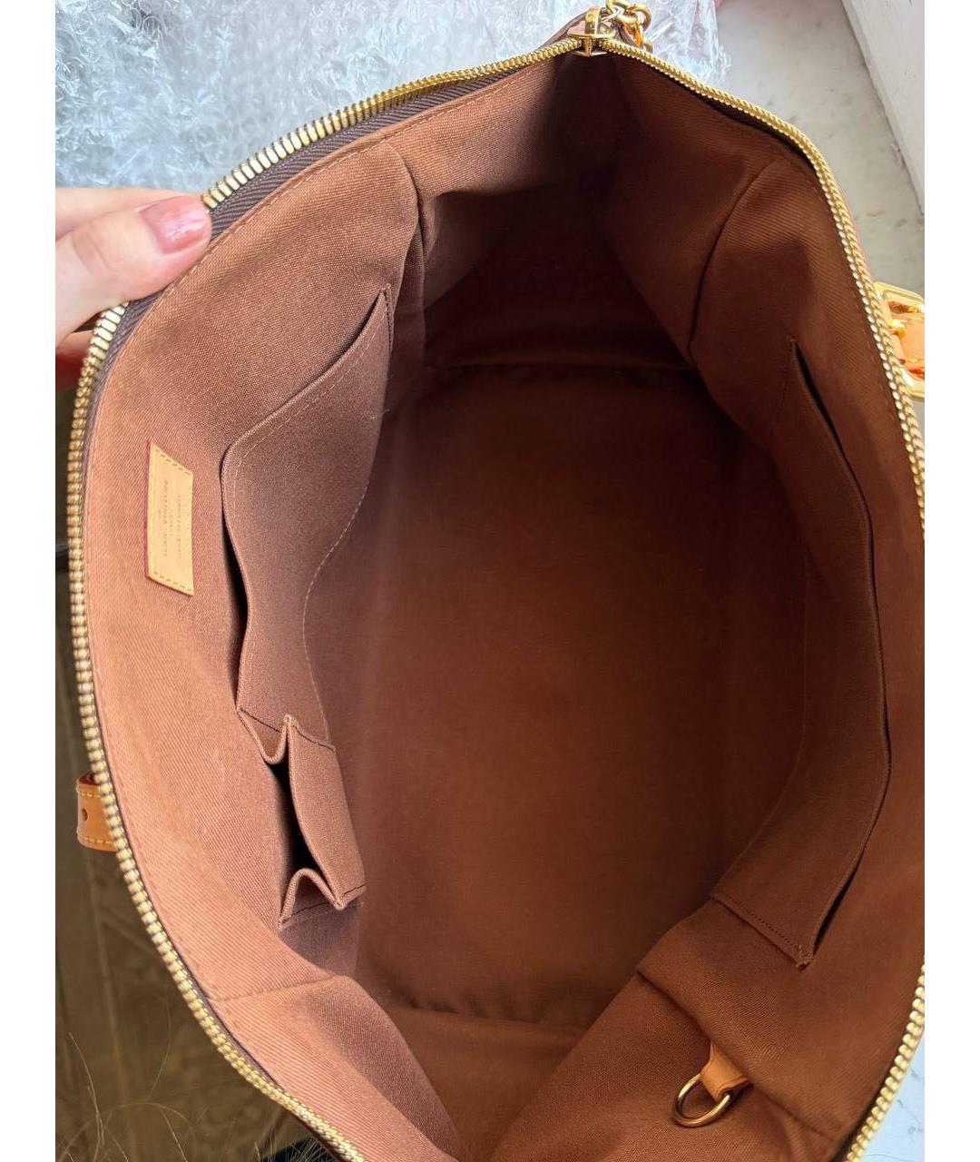LOUIS VUITTON Коричневая кожаная сумка тоут, фото 8