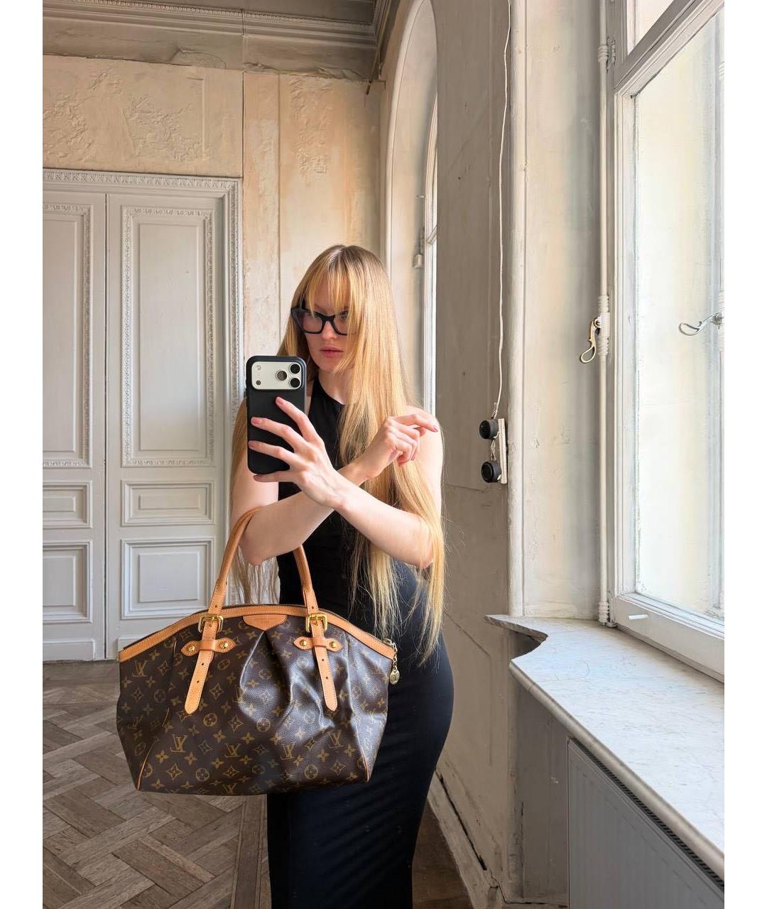 LOUIS VUITTON Коричневая кожаная сумка тоут, фото 7