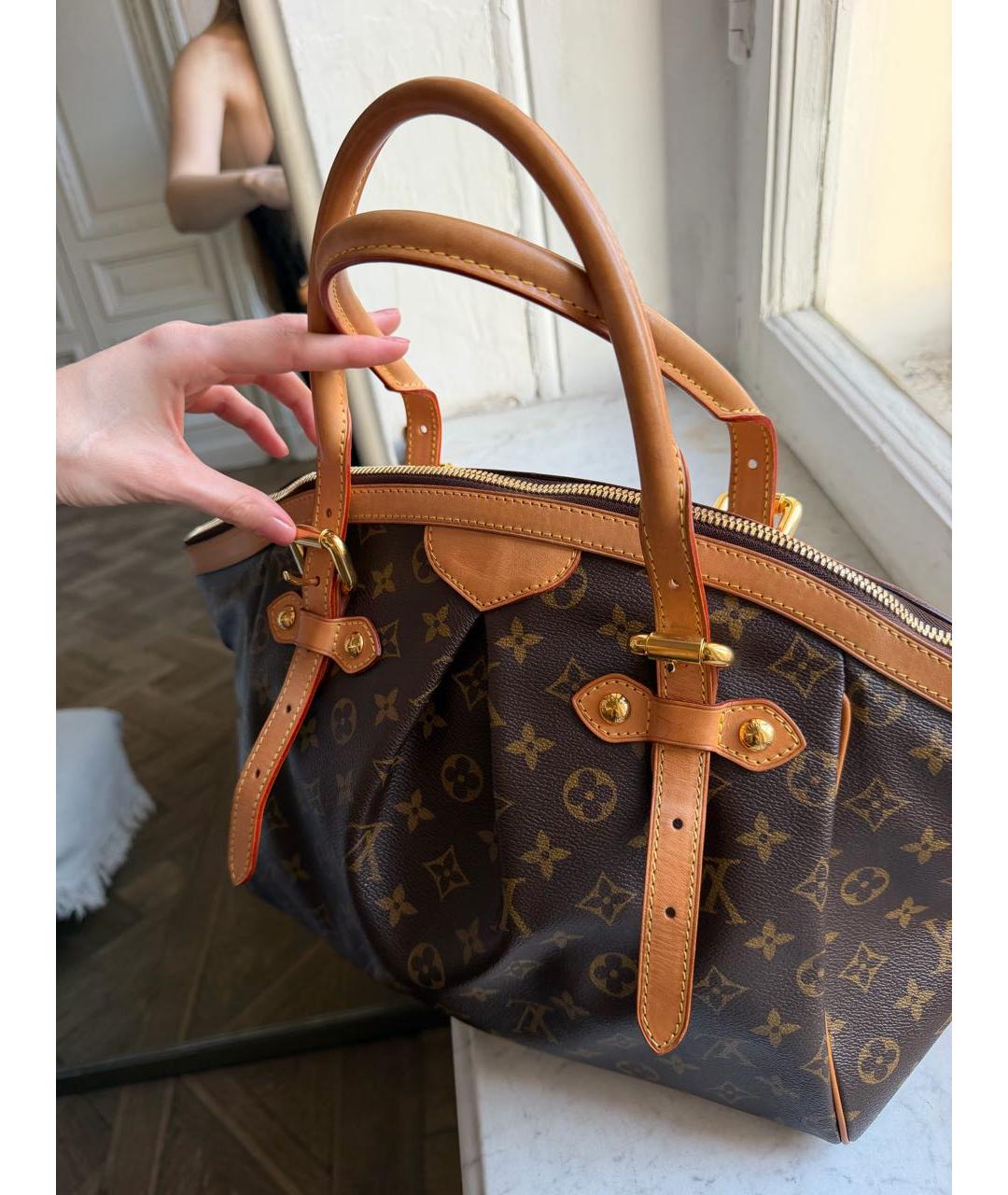 LOUIS VUITTON Коричневая кожаная сумка тоут, фото 3