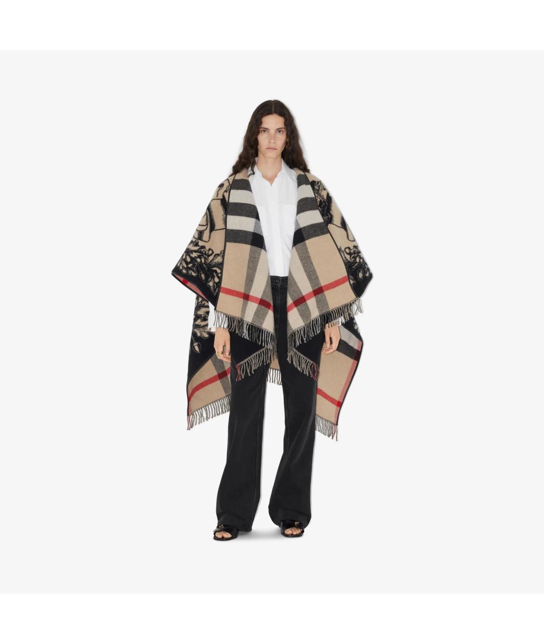 BURBERRY Бежевый шерстяной платок, фото 3