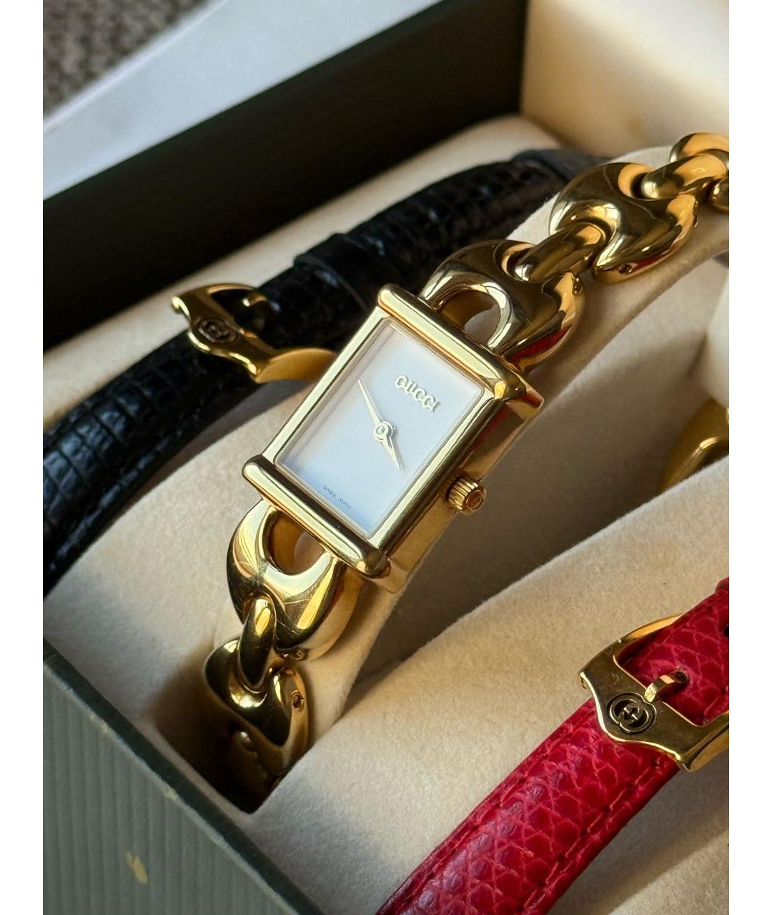 GUCCI Белые позолоченные часы, фото 5